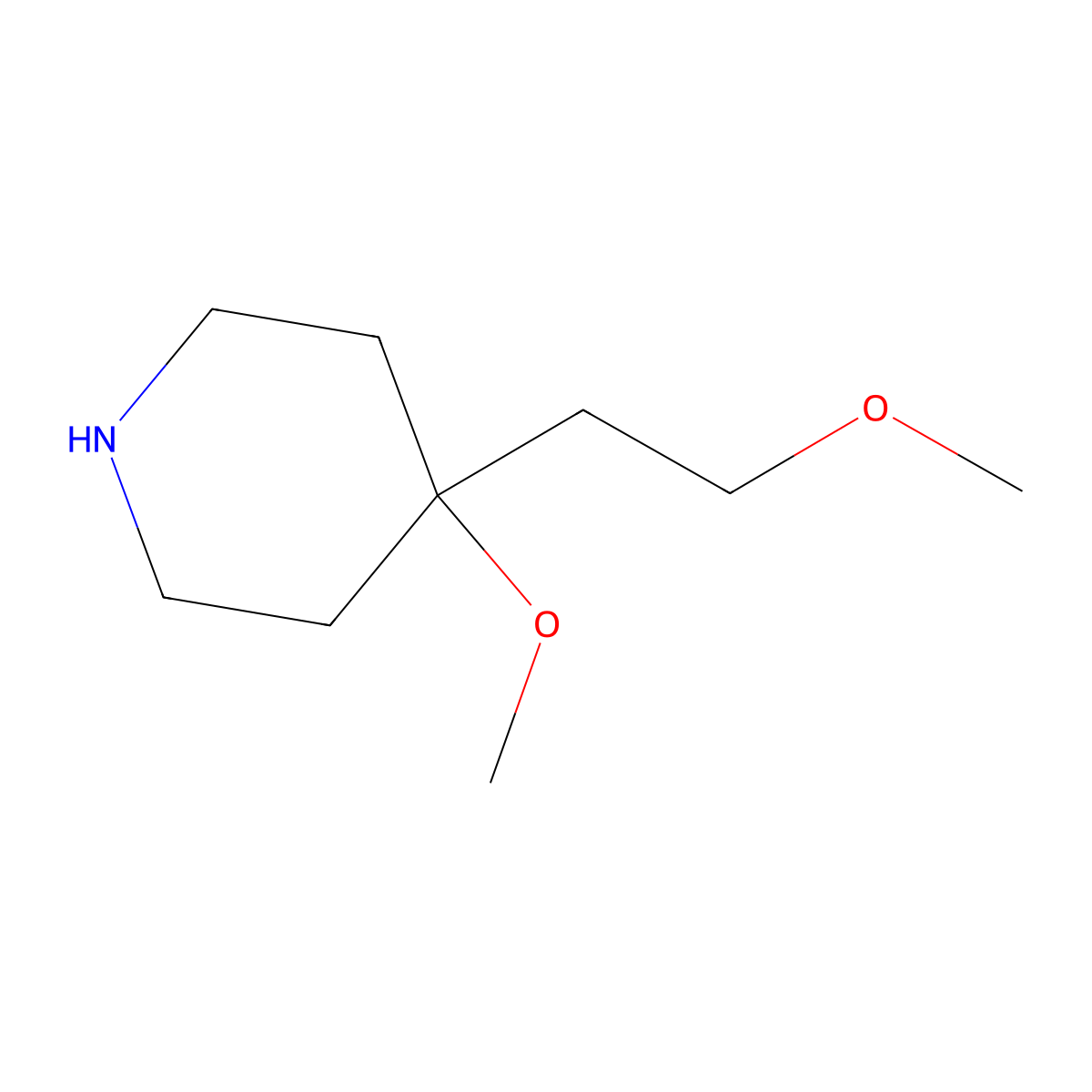 4-Methoxy-4-(2-methoxyethyl)piperidine molecular structure, CAS 1445796-12-2