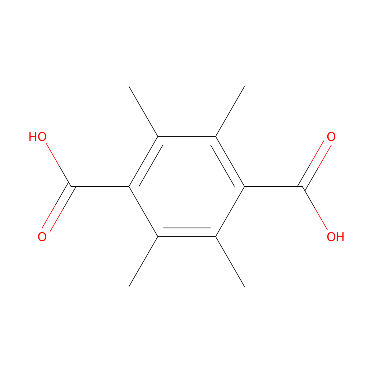 2,3,5,6-Tetramethyl-1,4-benzenedicarboxylic acid molecular structure, CAS 14458-05-0