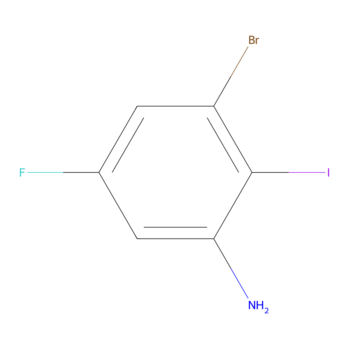 3-Bromo-5-fluoro-2-iodoaniline molecular structure, CAS 144580-08-5