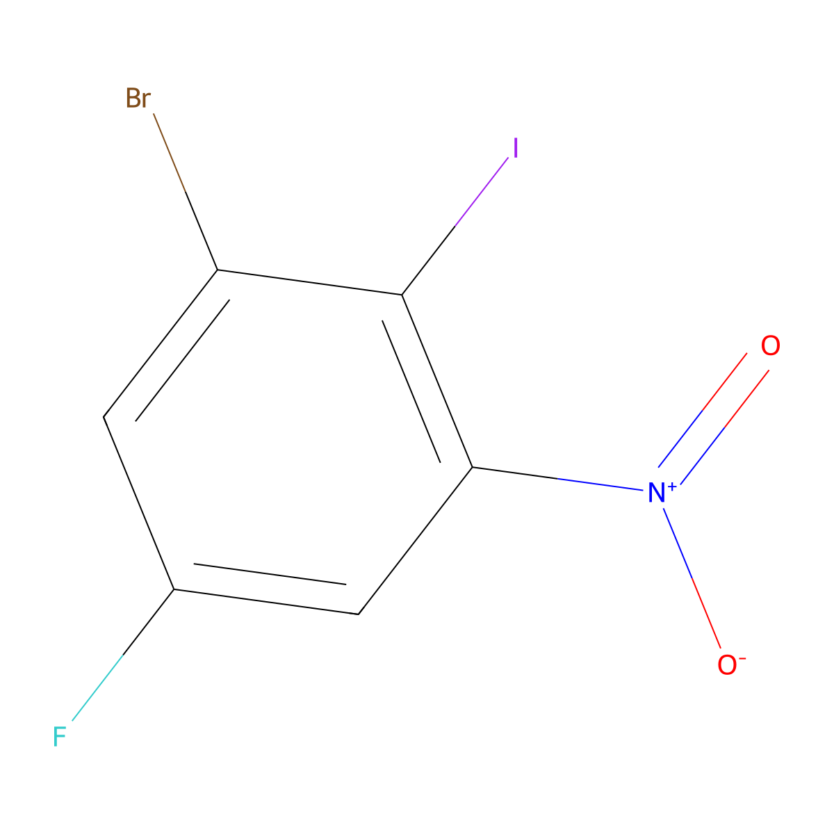 1-Bromo-5-fluoro-2-iodo-3-nitrobenzene molecular structure, CAS 144580-17-6