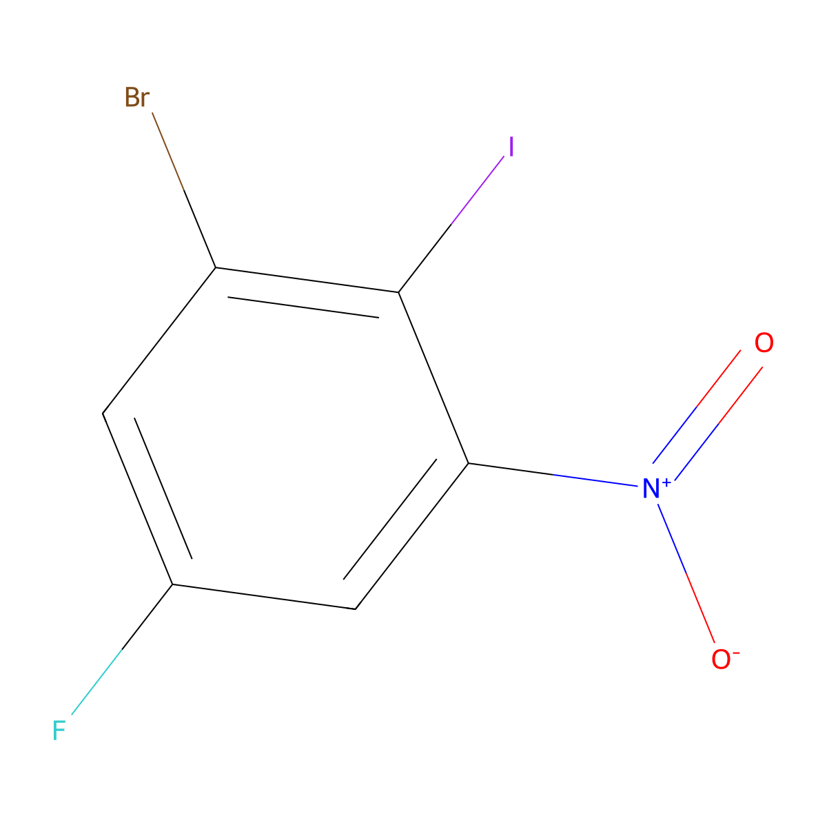 1-Bromo-5-fluoro-2-iodo-3-nitrobenzene molecular structure, CAS 144580-17-6