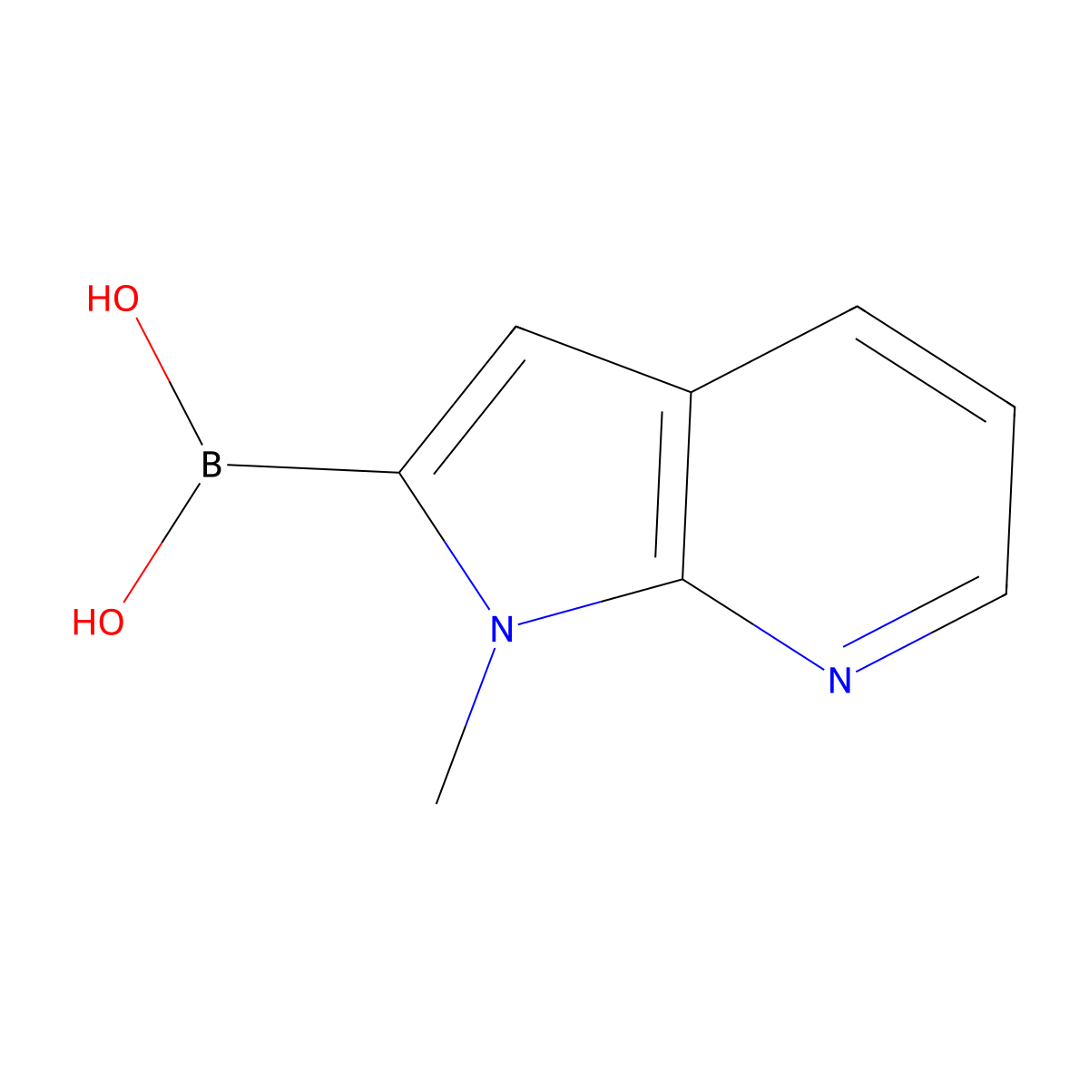 {1-methyl-1H-pyrrolo[2,3-b]pyridin-2-yl}boronic acid molecular structure, CAS 1445801-58-0