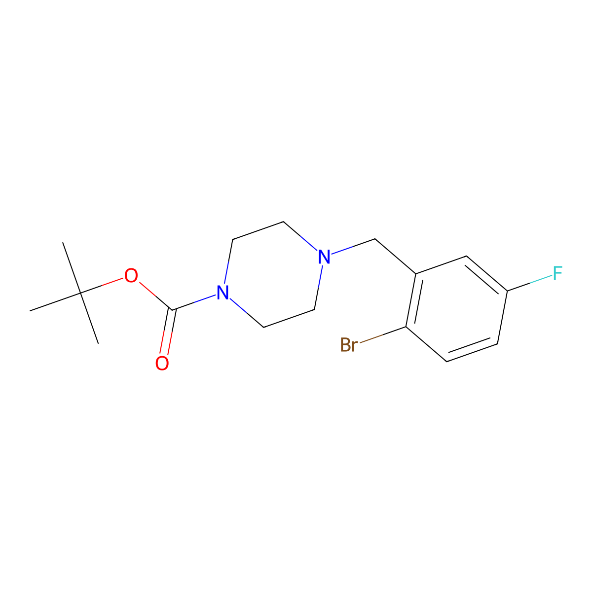 4-(2-Bromo-5-fluoro-benzyl)-piperazine-1-carboxylic acid tert-butyl ester molecular structure, CAS 1445803-80-4