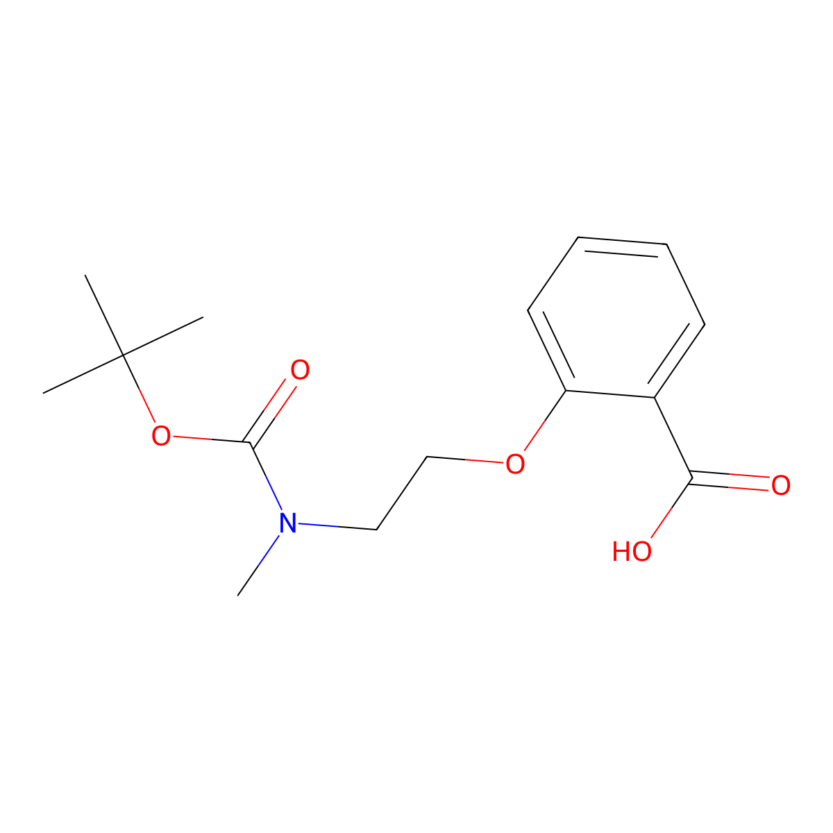2-(2-{[(Tert-butoxy)carbonyl](methyl)amino}ethoxy)benzoic acid molecular structure, CAS 1445804-22-7