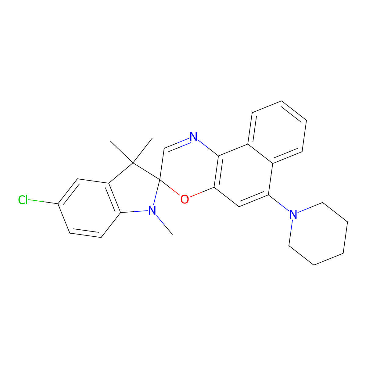 5-Chloro-1,3,3-TriMethyl-6'-(piperiDin-1-yl)spiro[indoline-2,3'-Naphtho[2,1-b][1,4]oxazine] molecular structure, CAS 144582-55-8