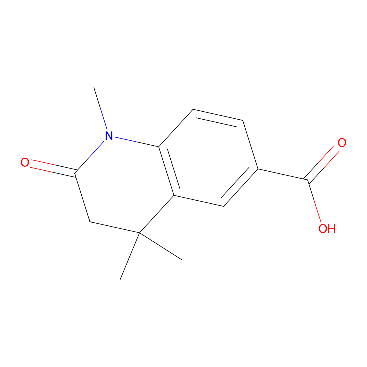 1,2,3,4-Tetrahydro-1,4,4-trimethyl-2-oxo-6-quinolinecarboxylic acid molecular structure, CAS 144583-90-4