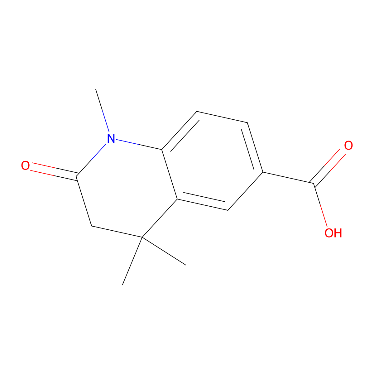 1,2,3,4-Tetrahydro-1,4,4-trimethyl-2-oxo-6-quinolinecarboxylic acid molecular structure, CAS 144583-90-4