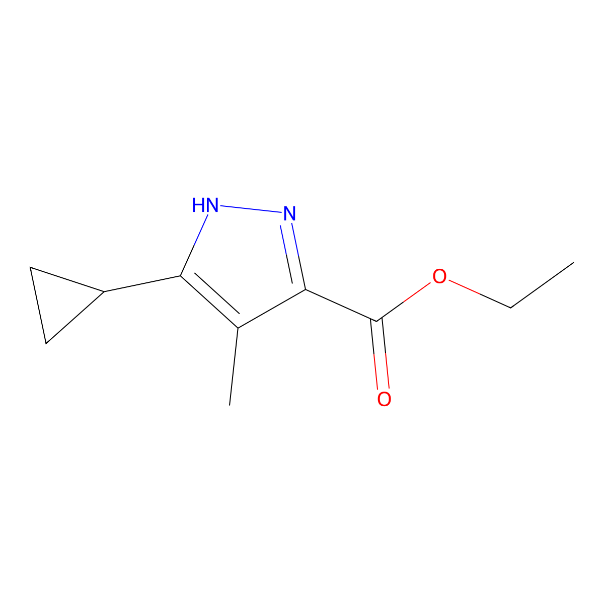Ethyl 5-cyclopropyl-4-methyl-1H-pyrazole-3-carboxylate molecular structure, CAS 1445831-52-6