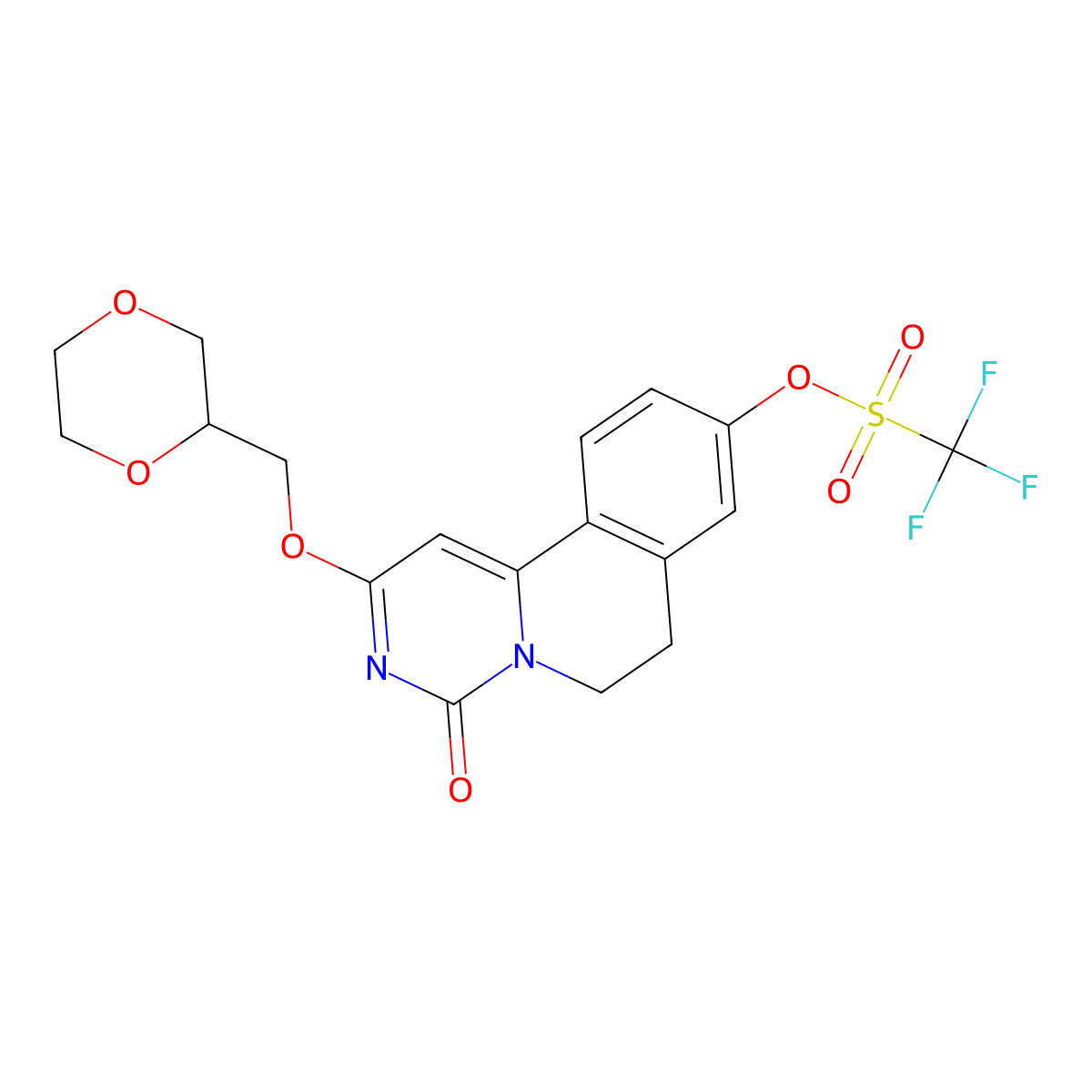 (S)-2-((1,4-dioxan-2-yl)methoxy)-4-oxo-6,7-dihydro-4H-pyrimido[6,1-a]isoquinolin-9-yl trifluoromethanesulfonate molecular structure, CAS 1445847-91-5