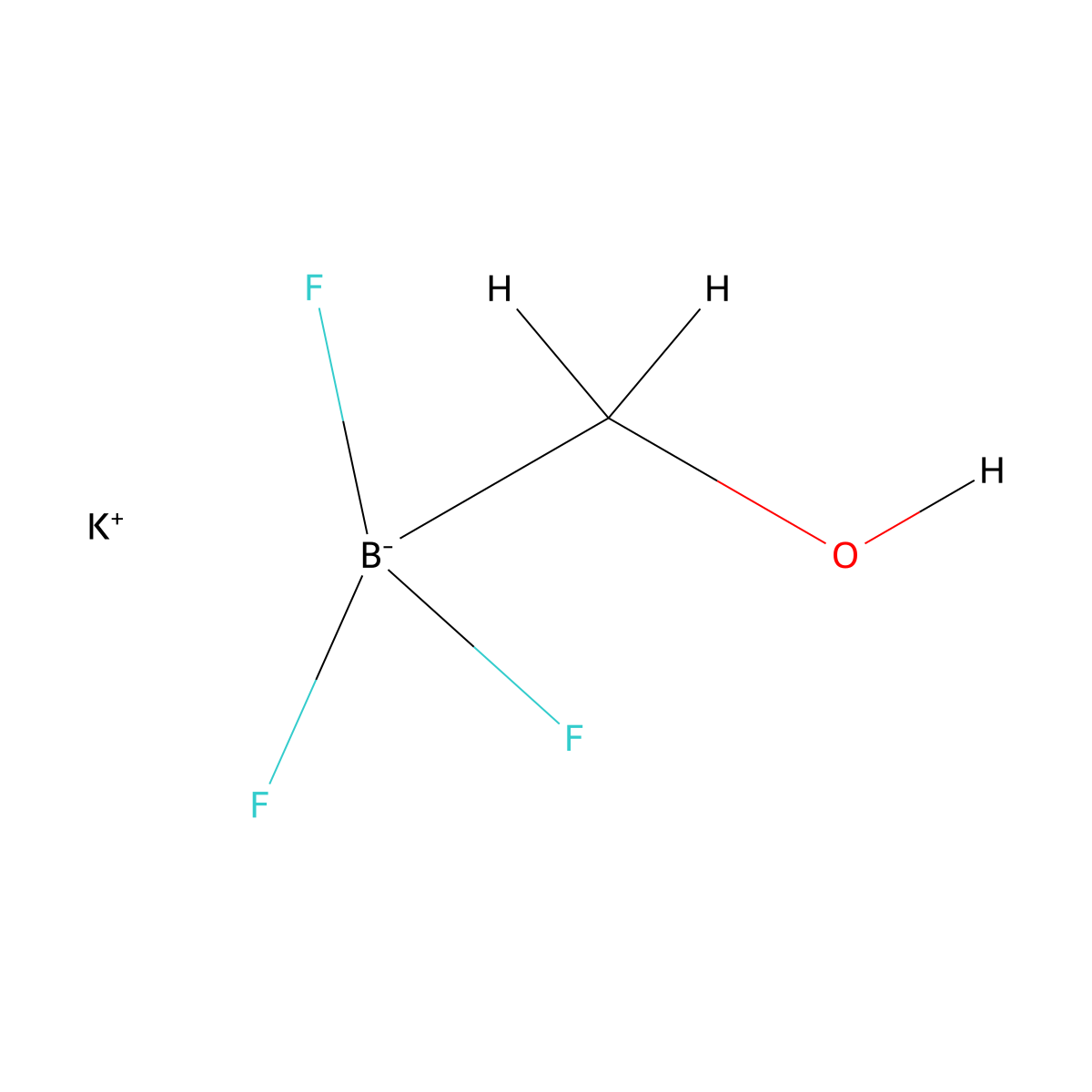 Potassium trifluoro(hydroxymethyl)boranuide molecular structure, CAS 1445848-23-6