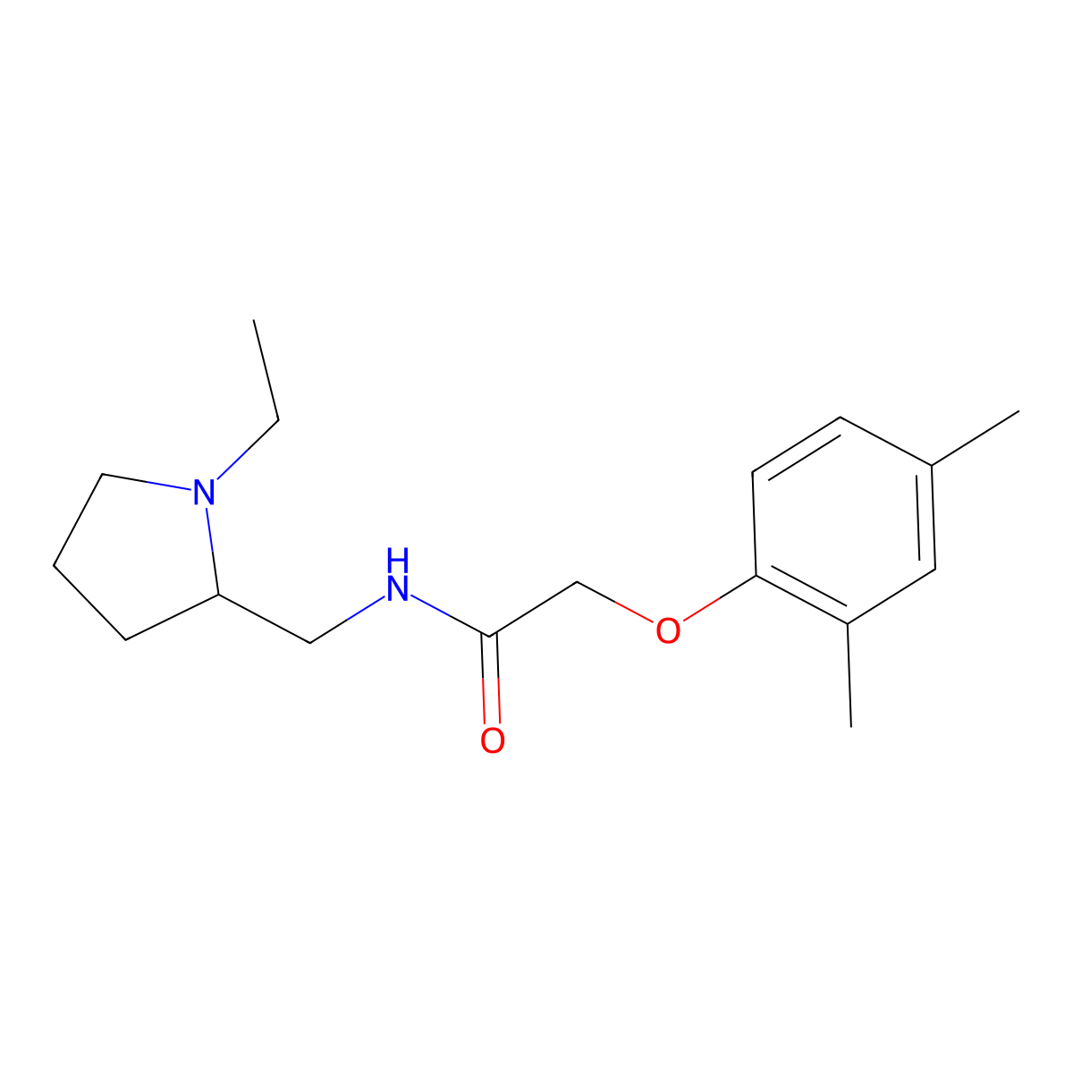 2-(2,4-dimethylphenoxy)-N-[(1-ethyl-2-pyrrolidinyl)methyl]acetamide molecular structure, CAS 1445850-35-0