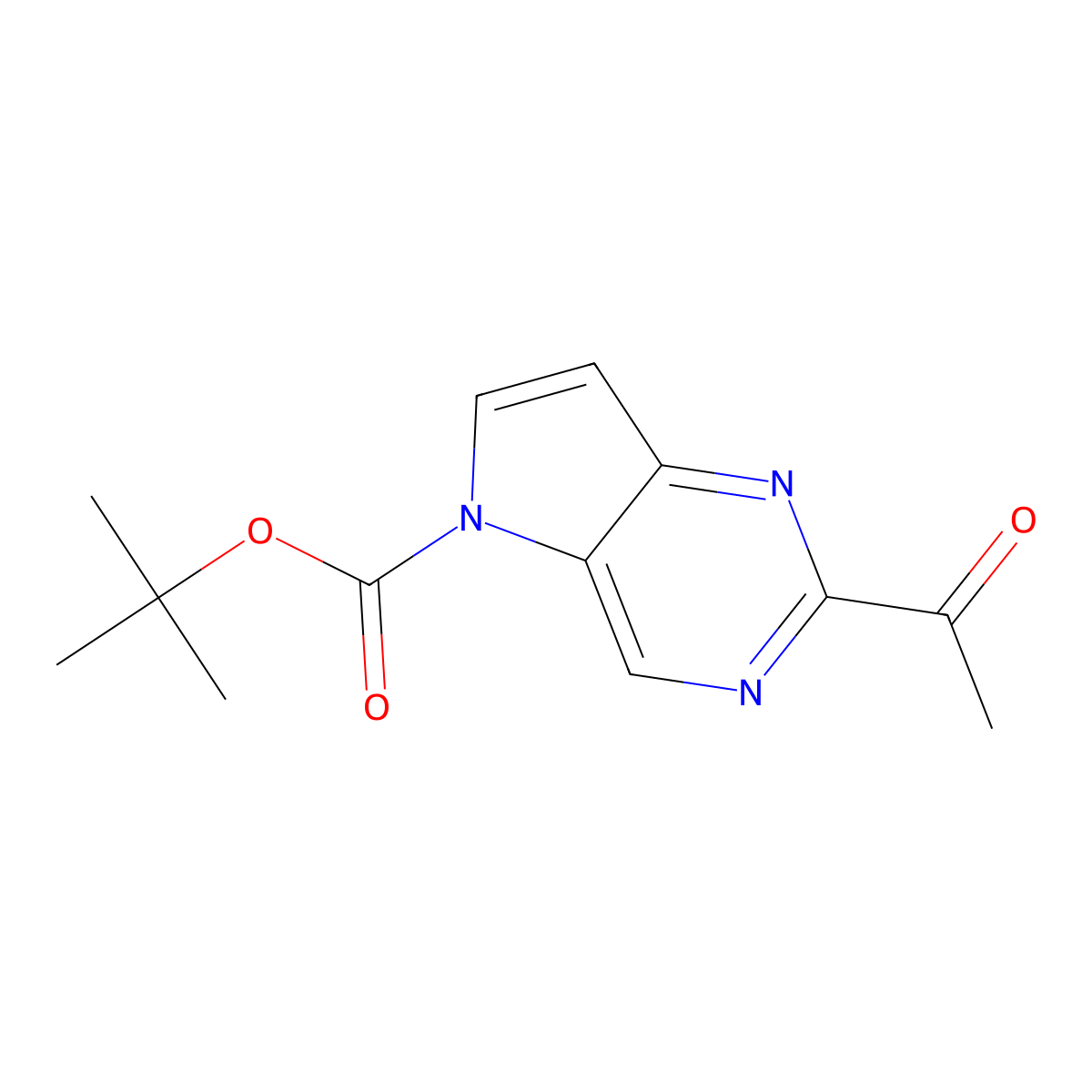 tert-butyl 2-acetyl-5H-pyrrolo[3,2-d]pyrimidine-5-carboxylate molecular structure, CAS 1445856-24-5