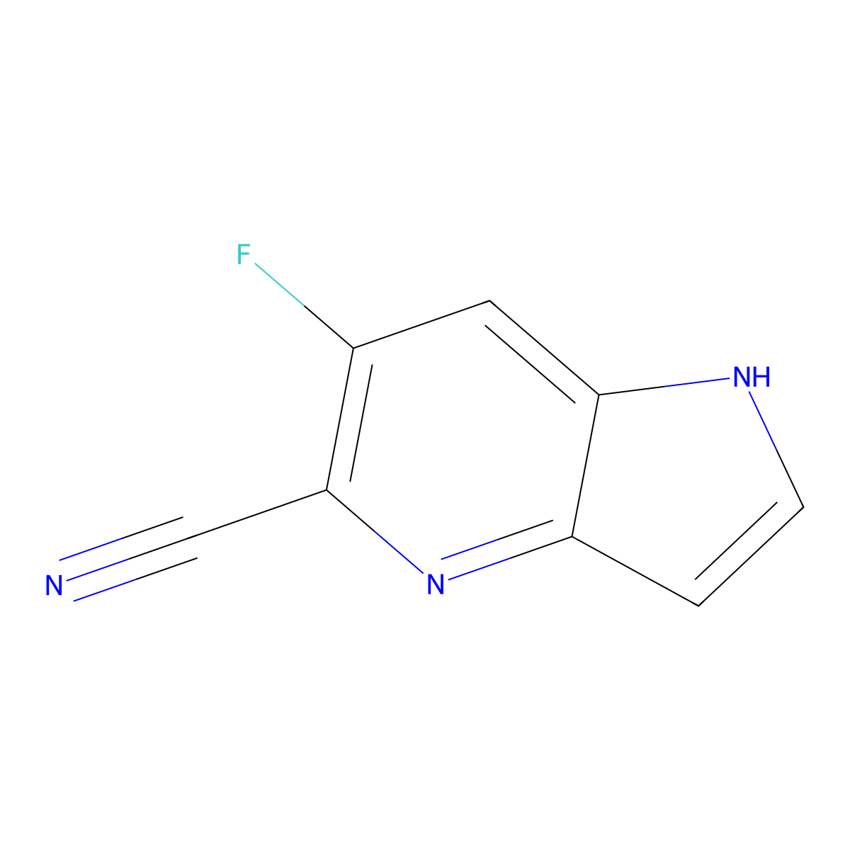 6-fluoro-1H-pyrrolo[3,2-b]pyridine-5-carbonitrile molecular structure, CAS 1445856-48-3