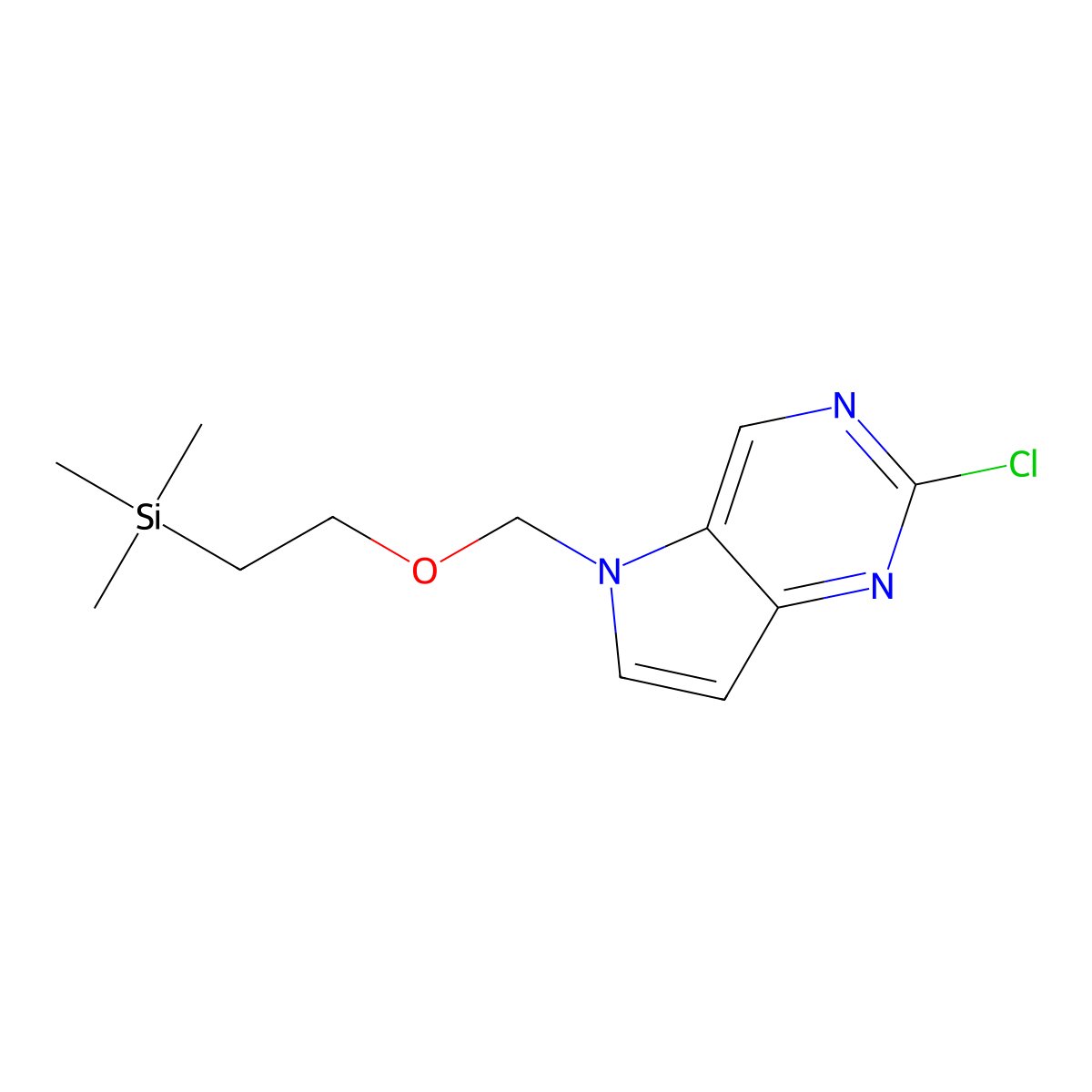 2-chloro-5-((2-(trimethylsilyl)ethoxy)methyl)-5H-pyrrolo[3,2-d]pyrimidine molecular structure, CAS 1445856-64-3