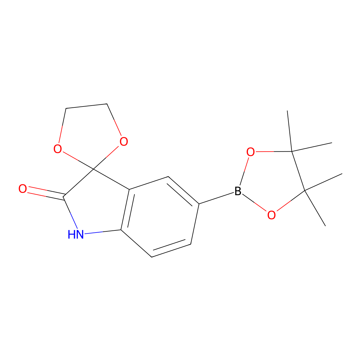 5'-(4,4,5,5-Tetramethyl-1,3,2-dioxaborolan-2-yl)-1',2'-dihydrospiro[1,3-dioxolane-2,3'-indol]-2'-one molecular structure, CAS 1445860-54-7