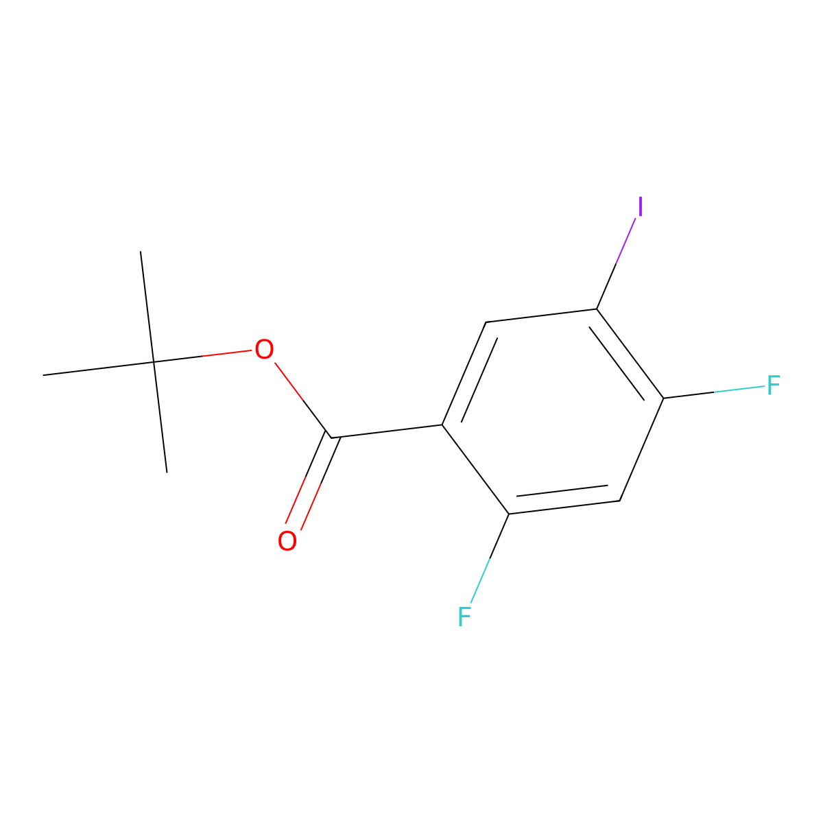 Benzoic acid, 2,4-difluoro-5-iodo-, 1,1-dimethylethyl ester molecular structure, CAS 1445862-86-1