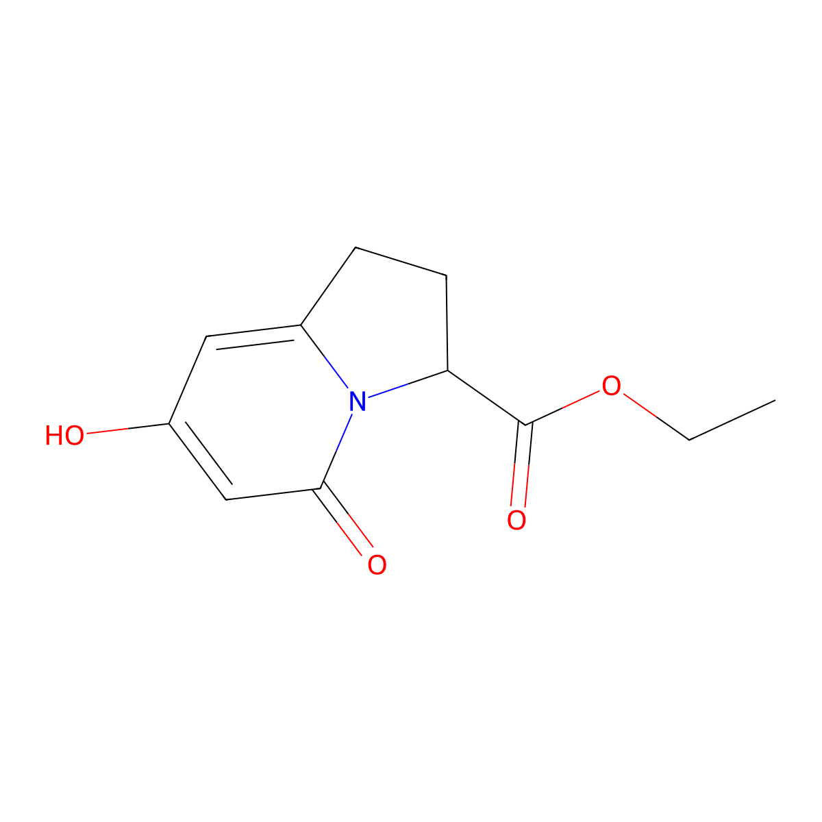 Ethyl (S)-7-hydroxy-5-oxo-1,2,3,5-tetrahydroindolizine-3-carboxylate molecular structure, CAS 1445865-57-5