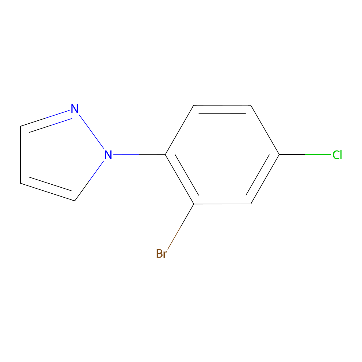 1-(2-bromo-4-chlorophenyl)-1H-pyrazole molecular structure, CAS 1445866-58-9