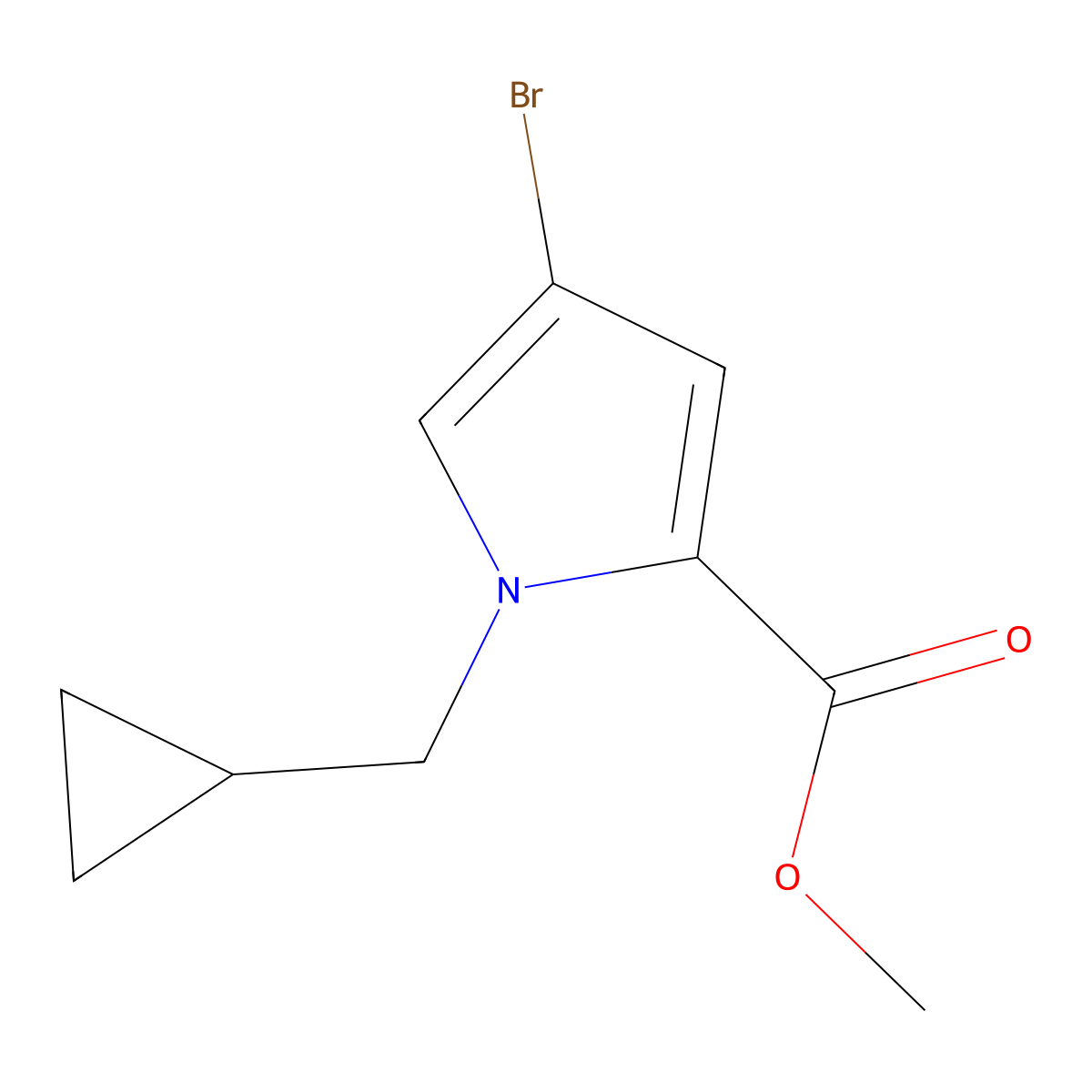 methyl 4-bromo-1-(cyclopropylmethyl)-1H-pyrrole-2-carboxylate molecular structure, CAS 1445876-54-9