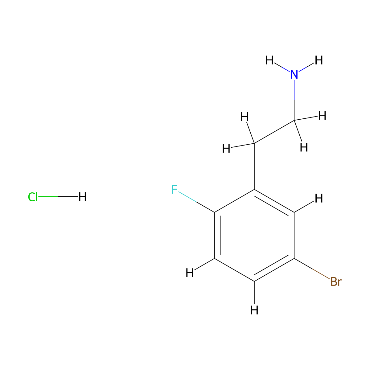 2-(5-Bromo-2-fluorophenyl)ethan-1-amine hydrochloride molecular structure, CAS 1445890-96-9