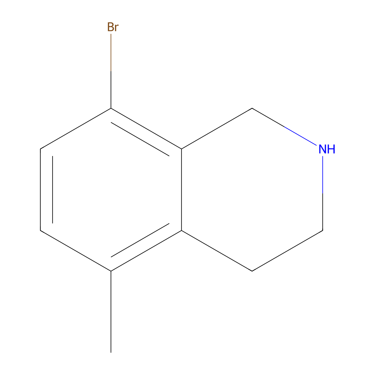 Isoquinoline, 8-bromo-1,2,3,4-tetrahydro-5-methyl- molecular structure, CAS 1445891-33-7