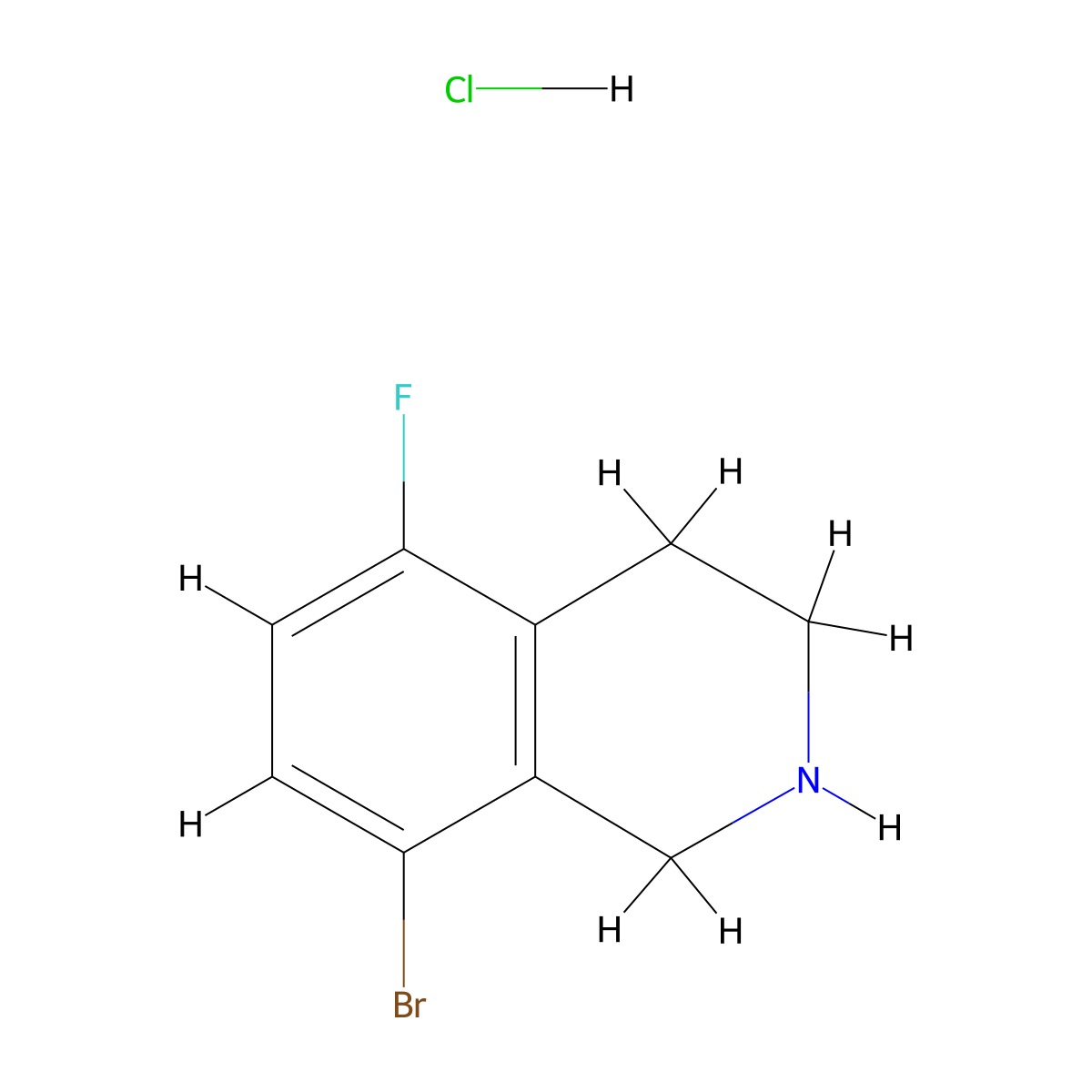 8-Bromo-5-fluoro-1,2,3,4-tetrahydroisoquinoline hydrochloride molecular structure, CAS 1445891-39-3