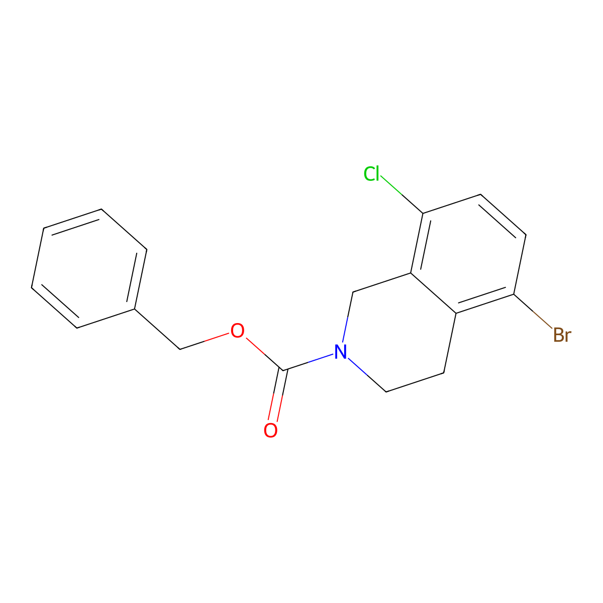 Benzyl 5-bromo-8-chloro-1,2,3,4-tetrahydroisoquinoline-2-carboxylate molecular structure, CAS 1445891-47-3