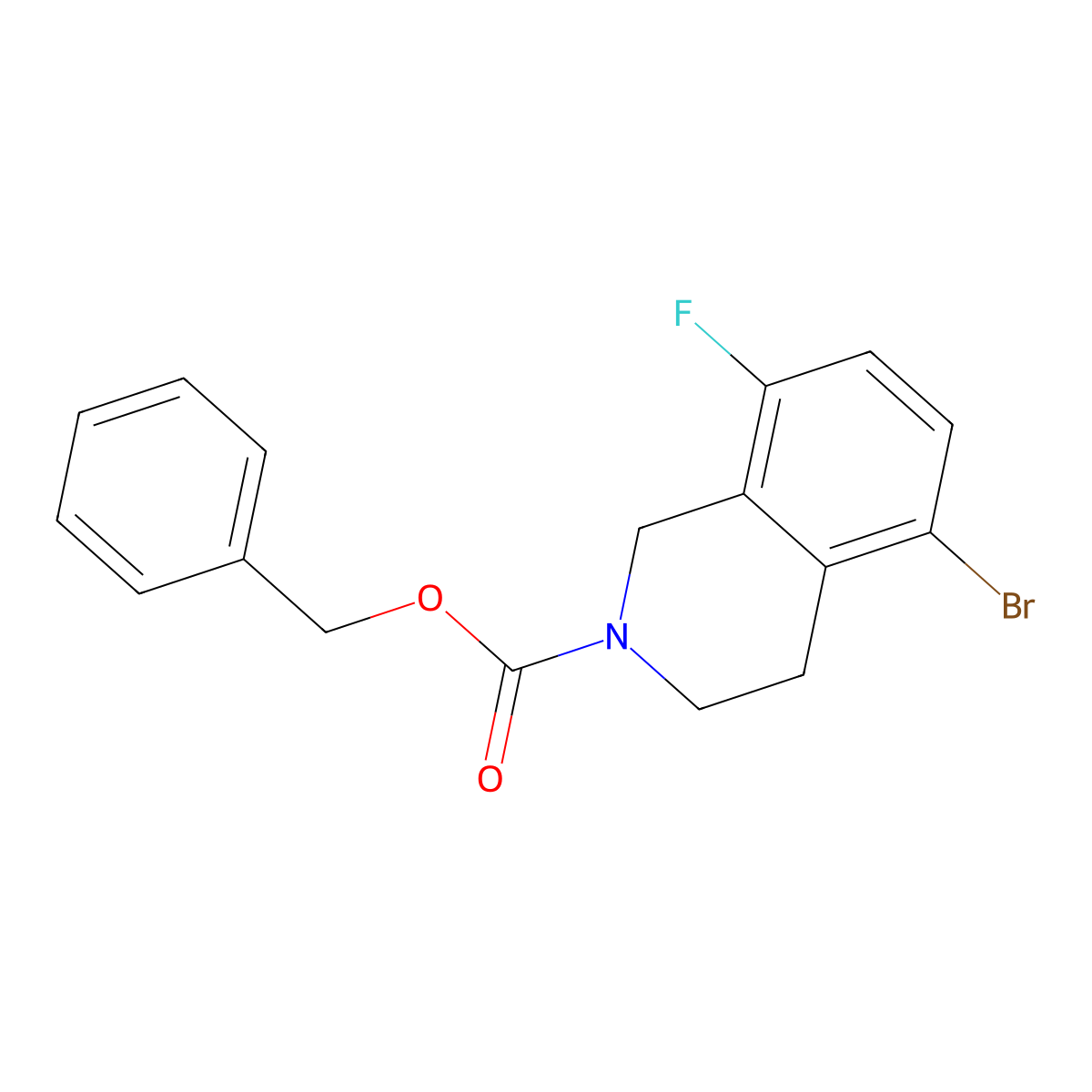 Benzyl 5-bromo-8-fluoro-1,2,3,4-tetrahydroisoquinoline-2-carboxylate molecular structure, CAS 1445891-48-4
