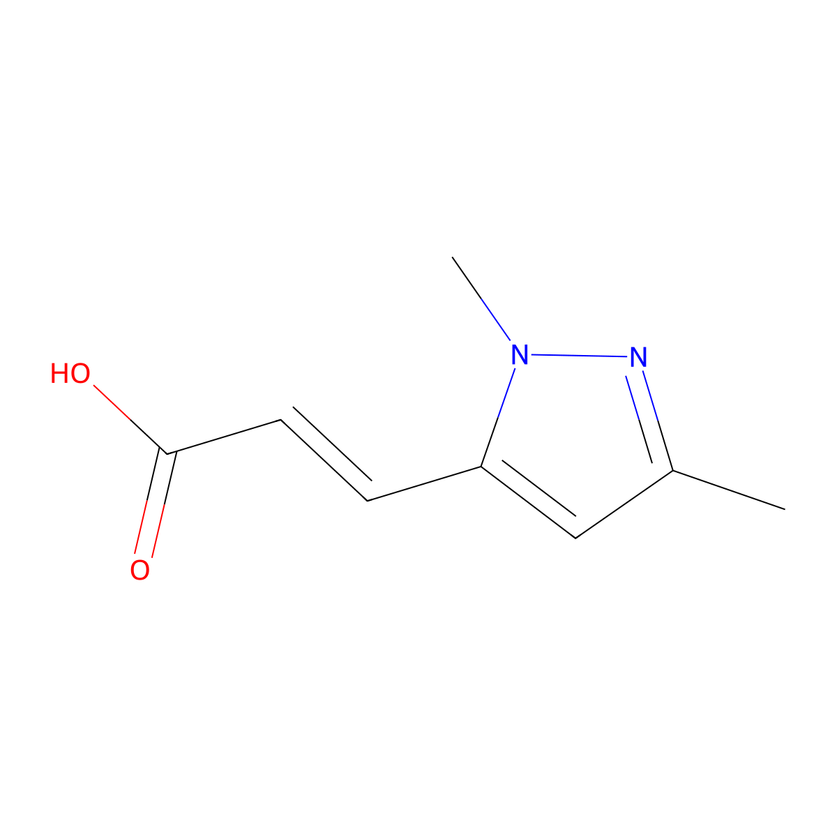 (2E)-3-(1,3-Dimethyl-1H-pyrazol-5-yl)prop-2-enoic acid molecular structure, CAS 1445893-68-4