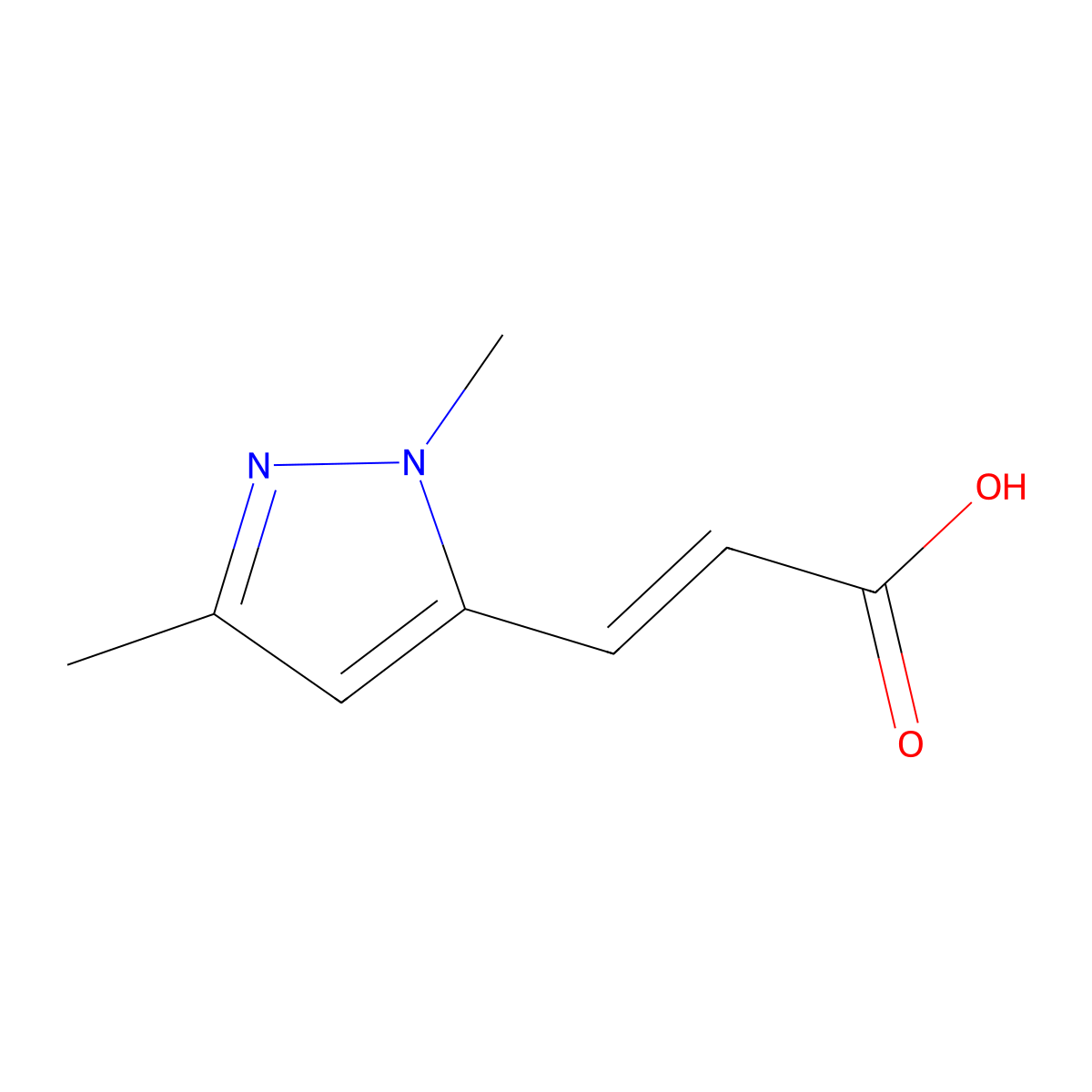 (2E)-3-(1,3-Dimethyl-1H-pyrazol-5-yl)prop-2-enoic acid molecular structure, CAS 1445893-68-4