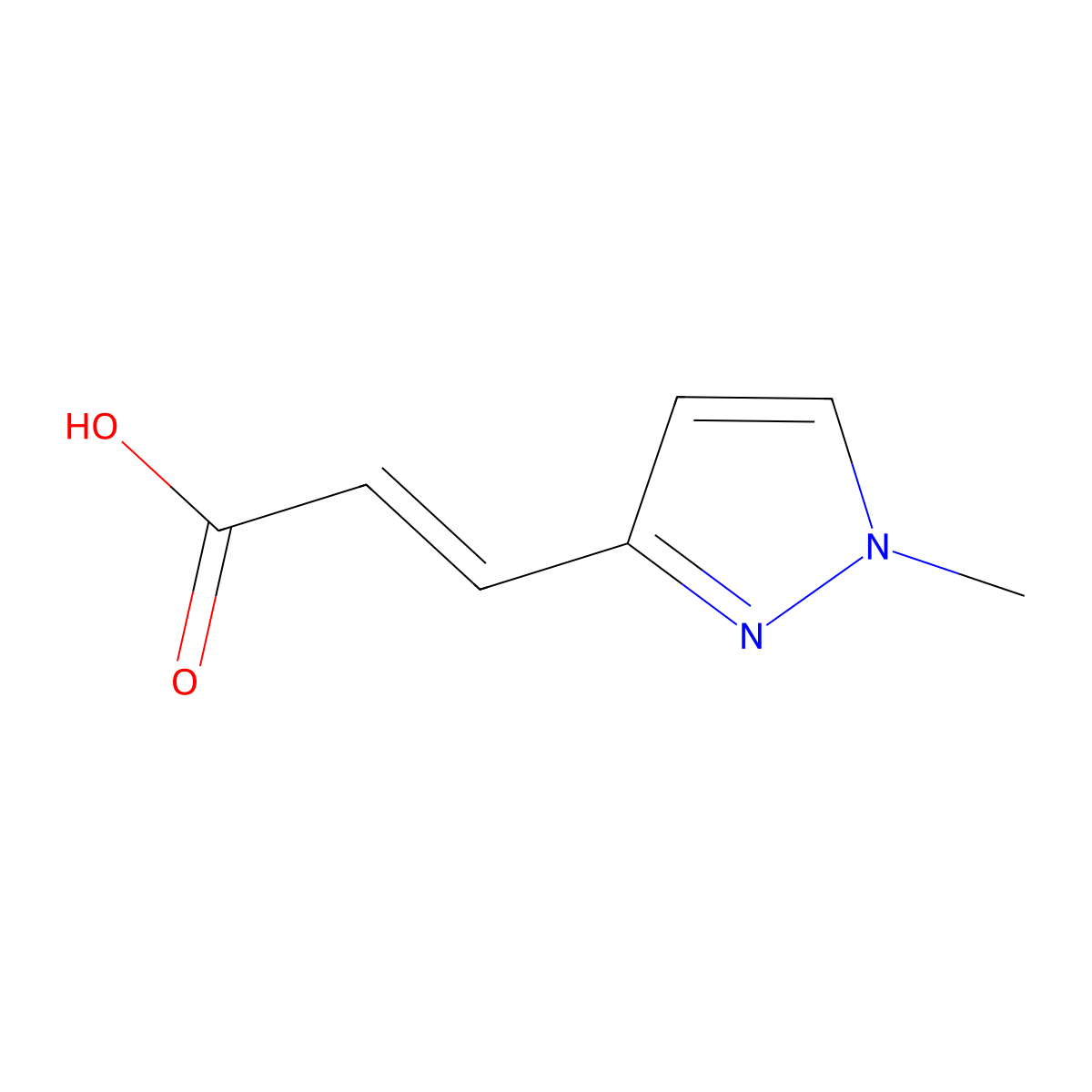 (E)-3-(1-methylpyrazol-3-yl)prop-2-enoic acid molecular structure, CAS 1445894-12-1