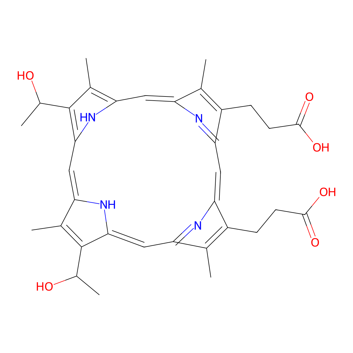 Hematoporphyrin molecular structure, CAS 14459-29-1
