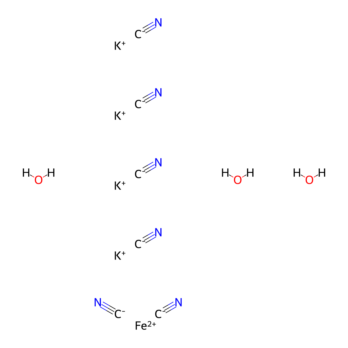 Potassiumhexacyanoferrate(II) trihydrate , Potassiumhexacyanoferrate(II) trihydrate molecular structure, CAS 14459-95-1