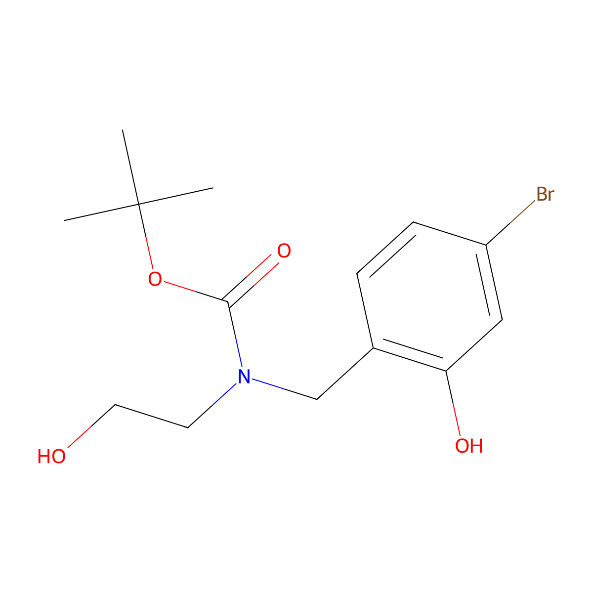 tert-Butyl N-[(4-bromo-2-hydroxyphenyl)methyl]-N-(2-hydroxyethyl)carbamate molecular structure, CAS 1445903-00-3