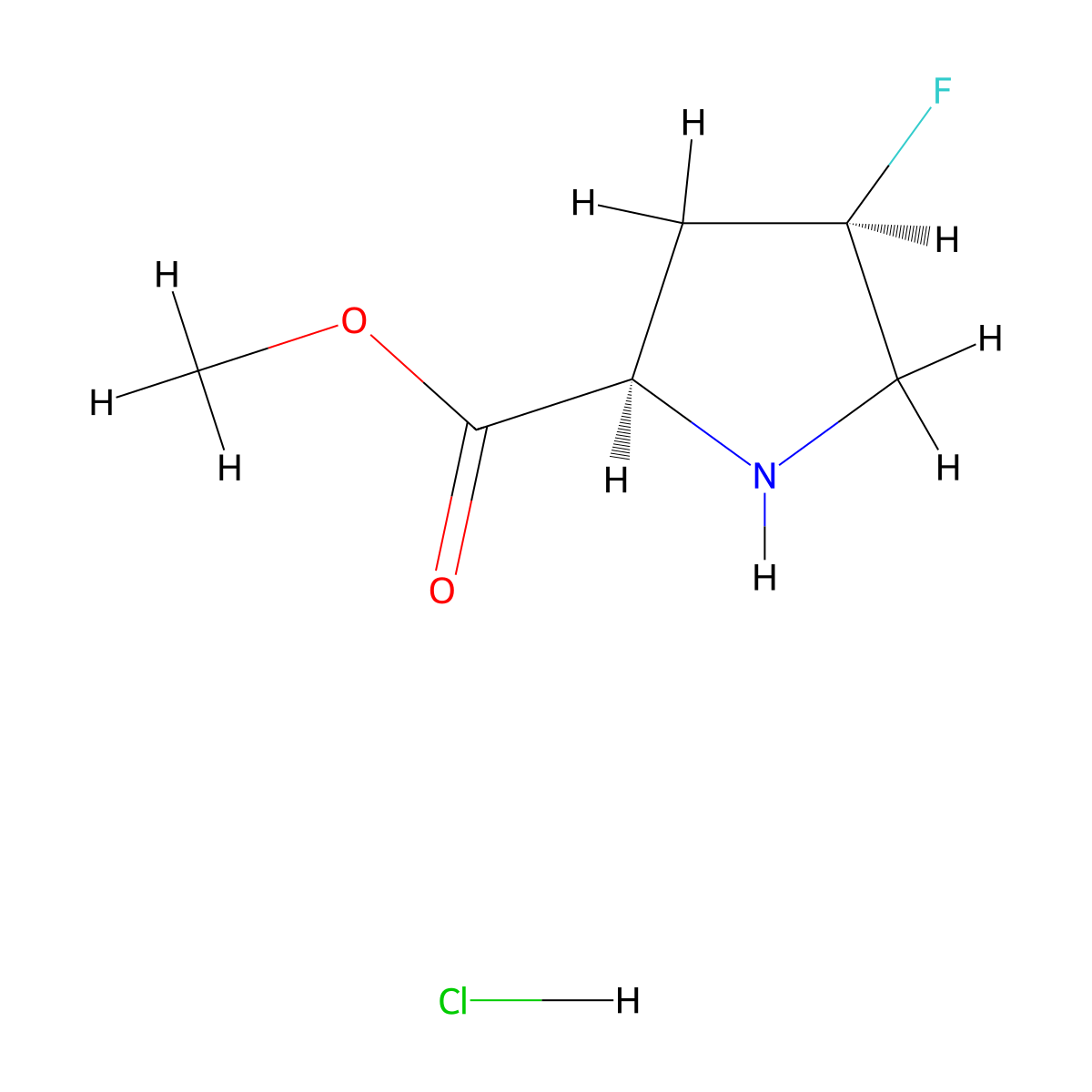 Methyl (2r,4r)-4-fluoropyrrolidine-2-carboxylate hydrochloride molecular structure, CAS 1445948-46-8