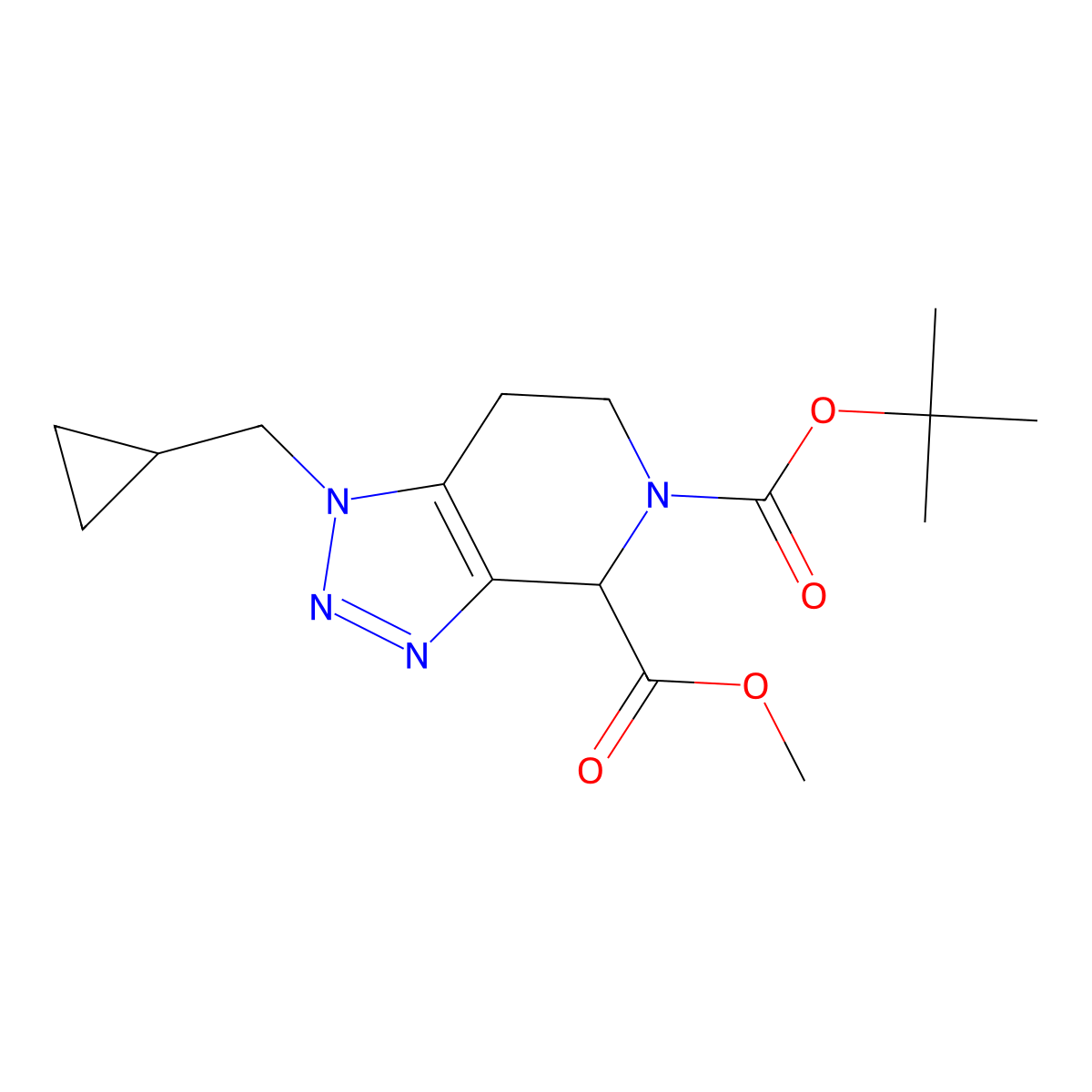 5-tert-Butyl 4-methyl 1-(cyclopropylmethyl)-6,7-dihydro-1H-[1,2,3]triazolo[4,5-c]pyridine-4,5(4H)-dicarboxylate molecular structure, CAS 1445950-76-4