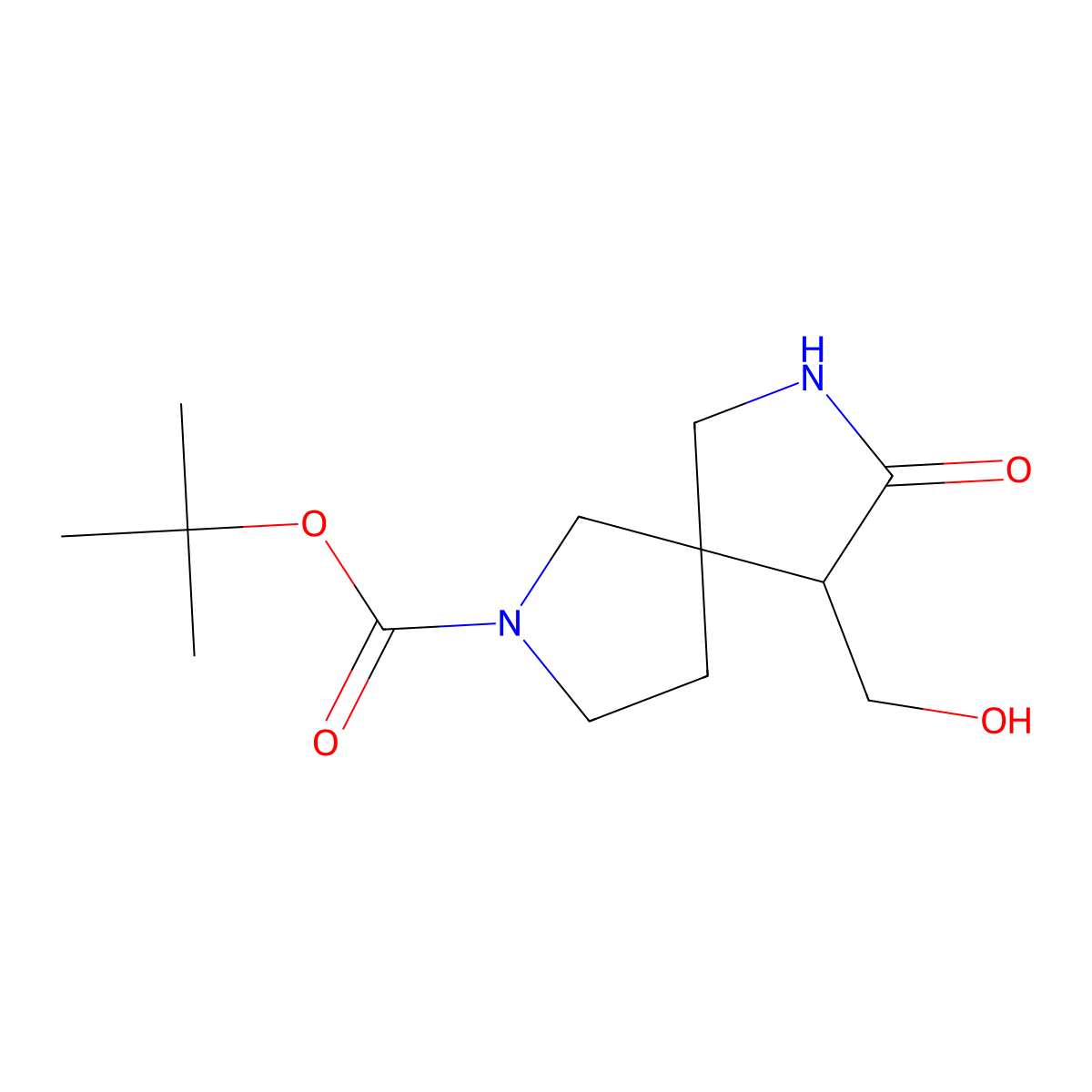 tert-Butyl 9-(hydroxymethyl)-8-oxo-2,7-diazaspiro[4.4]nonane-2-carboxylate molecular structure, CAS 1445950-79-7