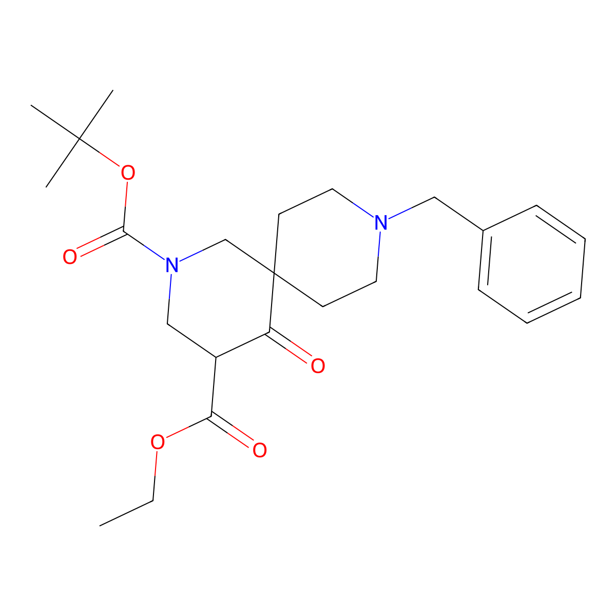 2-tert-Butyl 4-ethyl 9-benzyl-5-oxo-2,9-diazaspiro[5.5]undecane-2,4-dicarboxylate molecular structure, CAS 1445950-87-7