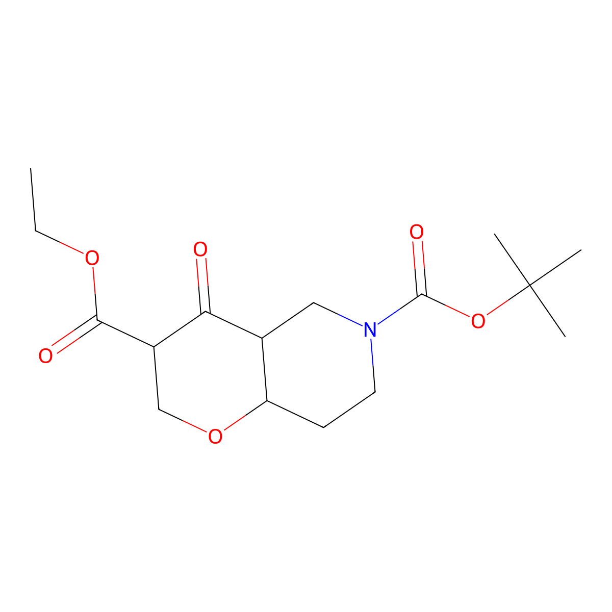 6-tert-Butyl 3-ethyl 4-oxohexahydro-2H-pyrano[3,2-c]pyridine-3,6(7H)-dicarboxylate molecular structure, CAS 1445950-95-7