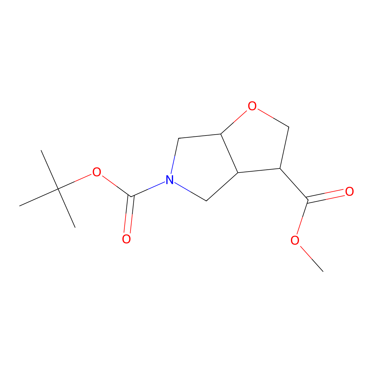 Rac-5-tert-butyl 3-methyl (3S,3AS,6AS)-hexahydro-5H-furo[2,3-C]pyrrole-3,5-dicarboxylate molecular structure, CAS 1445950-97-9