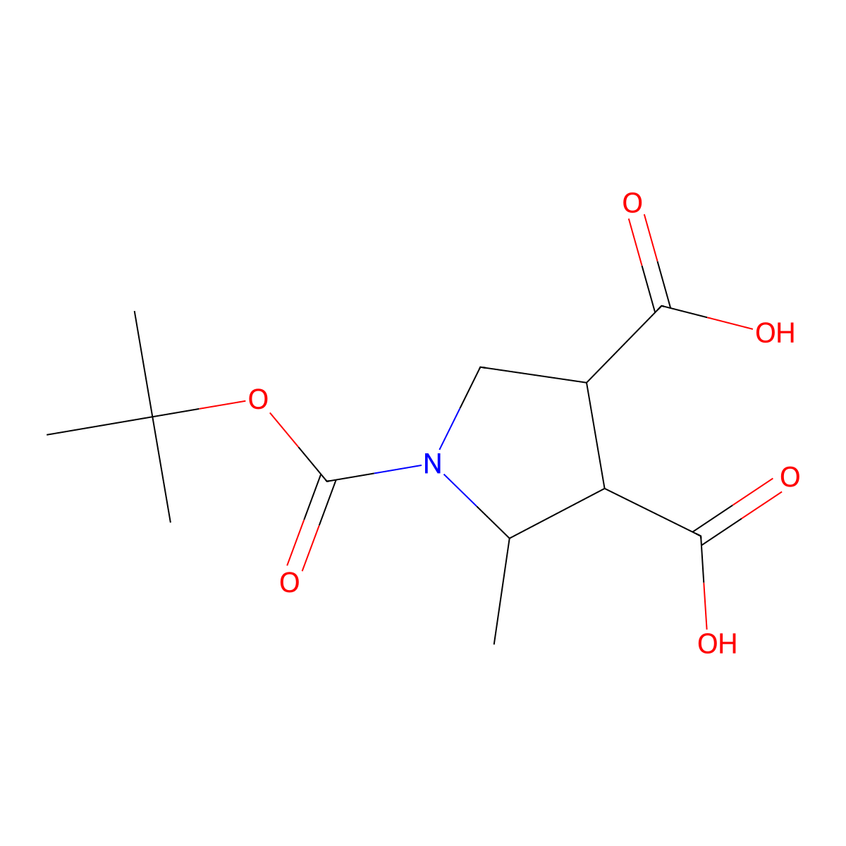 1-(tert-Butoxycarbonyl)-2-methylpyrrolidine-3,4-dicarboxylic acid molecular structure, CAS 1445950-99-1