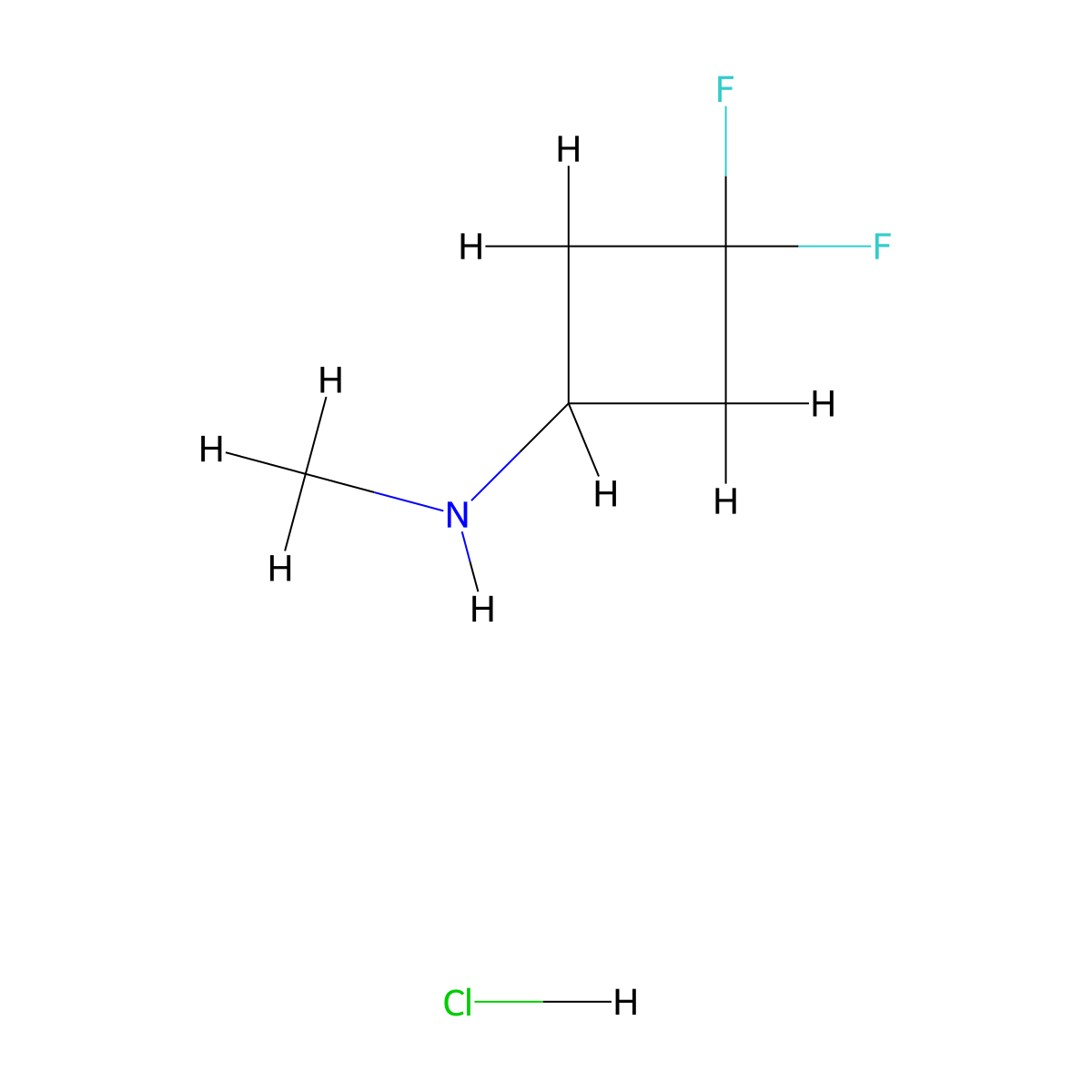 3,3-difluoro-N-methylcyclobutan-1-amine hydrochloride molecular structure, CAS 1445951-07-4
