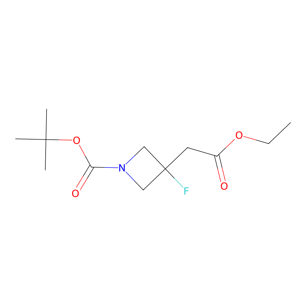 tert-Butyl 3-(2-ethoxy-2-oxoethyl)-3-fluoroazetidine-1-carboxylate molecular structure, CAS 1445951-08-5
