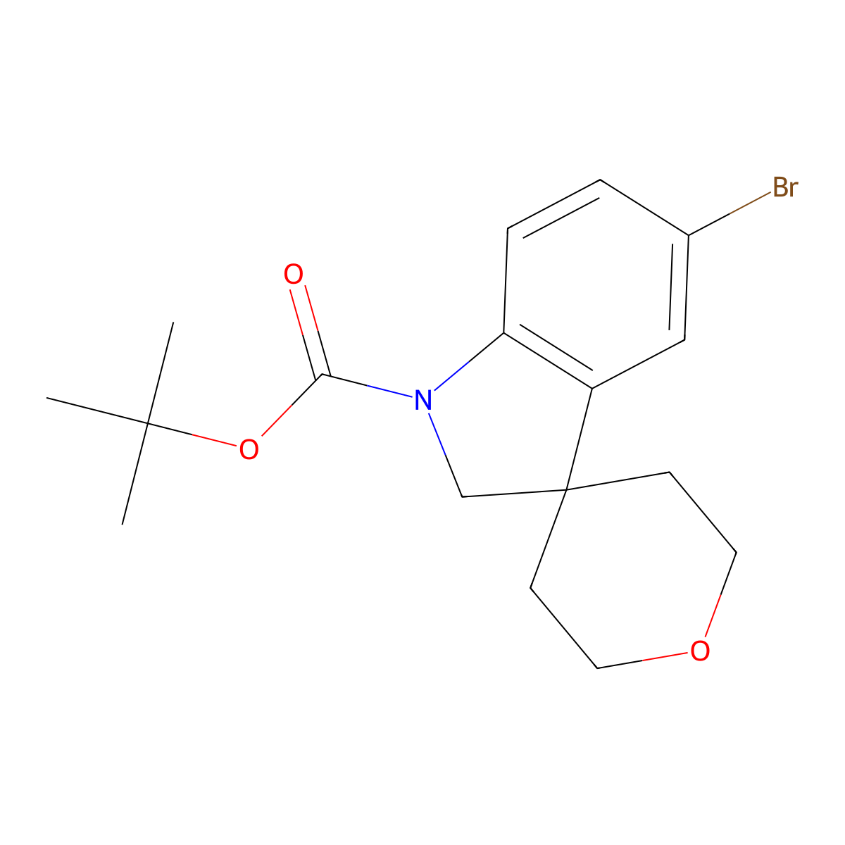 tert-Butyl 5-bromo-2',3',5',6'-tetrahydrospiro[indoline-3,4'-pyran]-1-carboxylate molecular structure, CAS 1445951-09-6