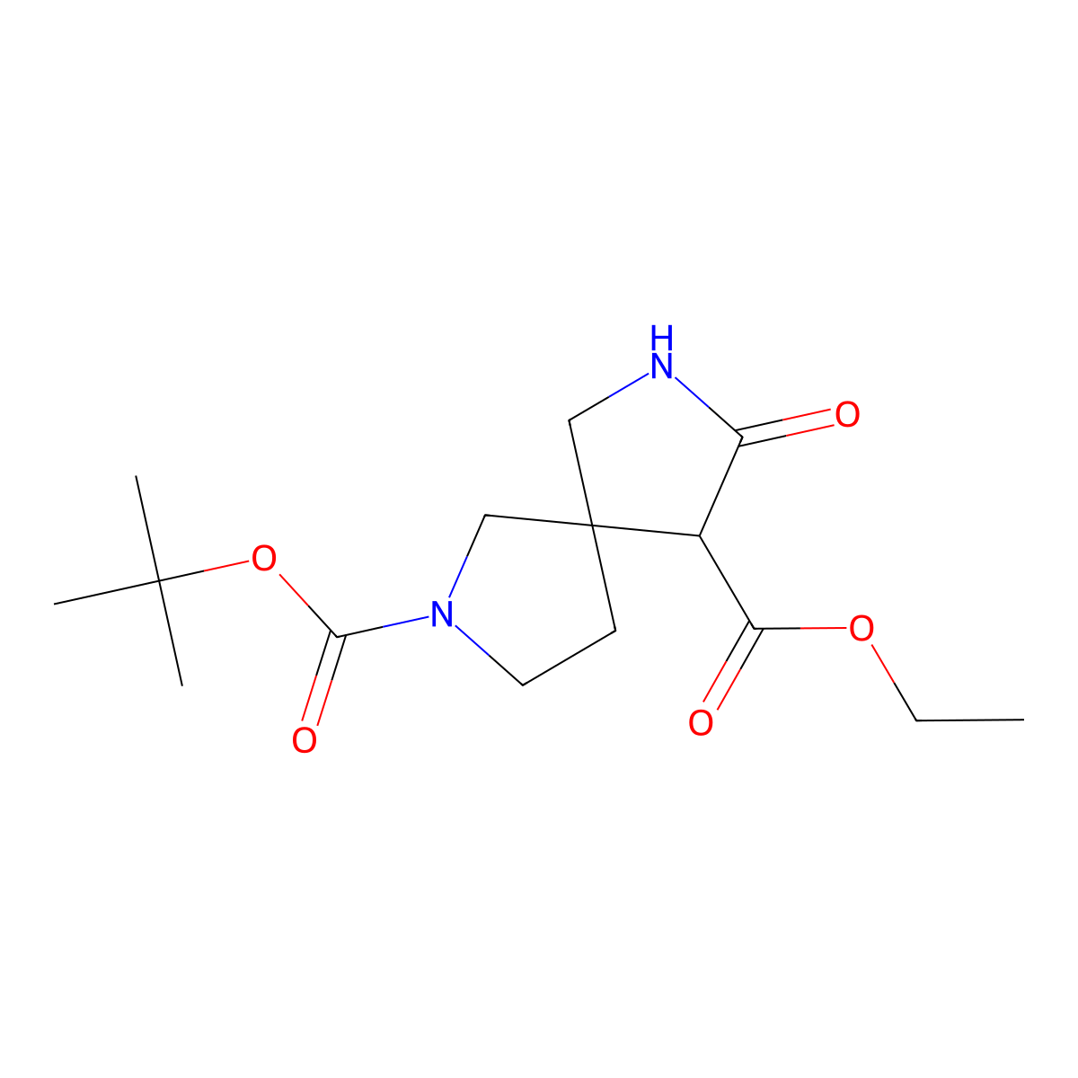 2-tert-Butyl 9-ethyl 8-oxo-2,7-diazaspiro[4.4]nonane-2,9-dicarboxylate molecular structure, CAS 1445951-14-3
