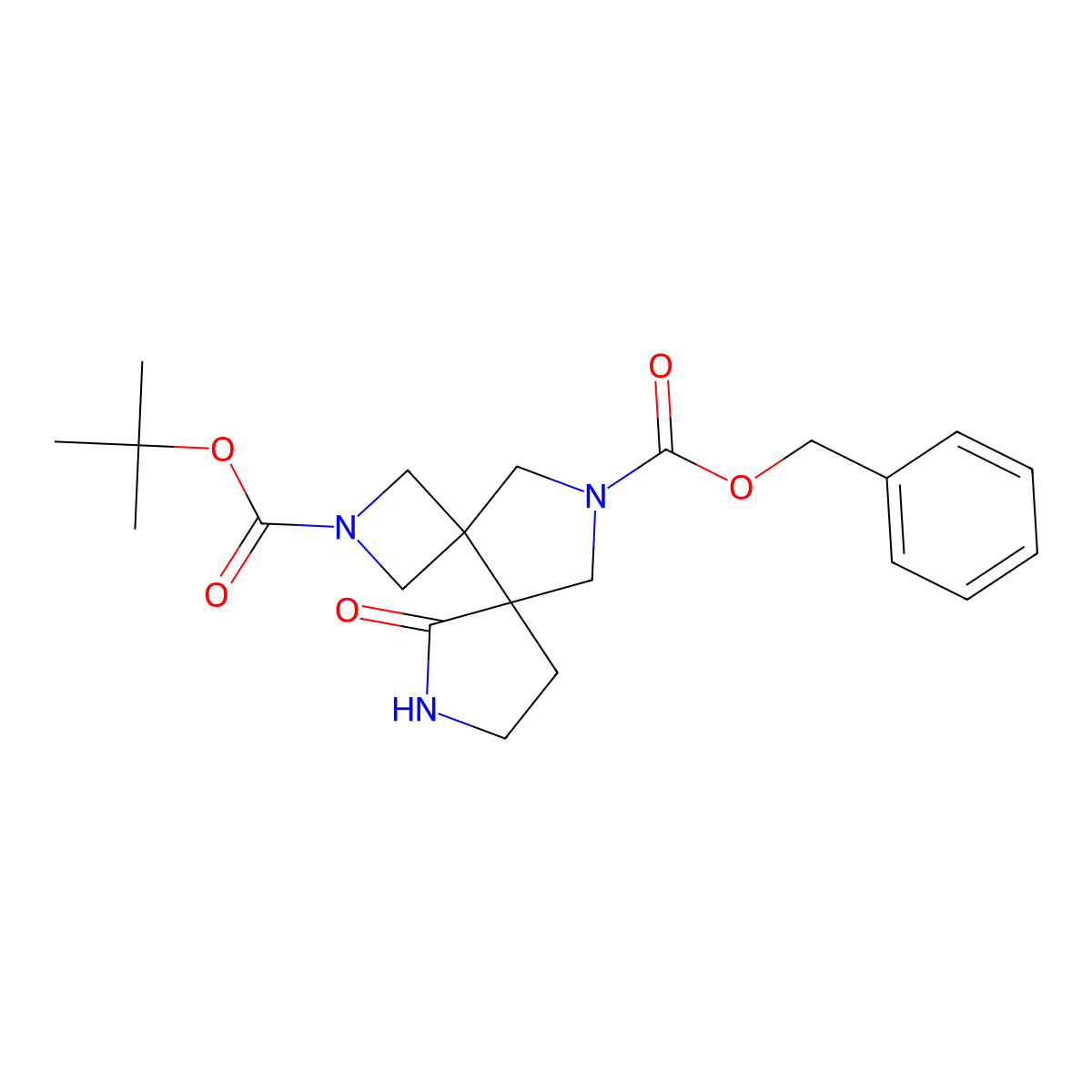2-tert-Butyl 11-benzyl 6-oxo-2,7,11-triaza-dispiro[3.0.4.3]dodecane-2,11-dicarboxylate molecular structure, CAS 1445951-22-3