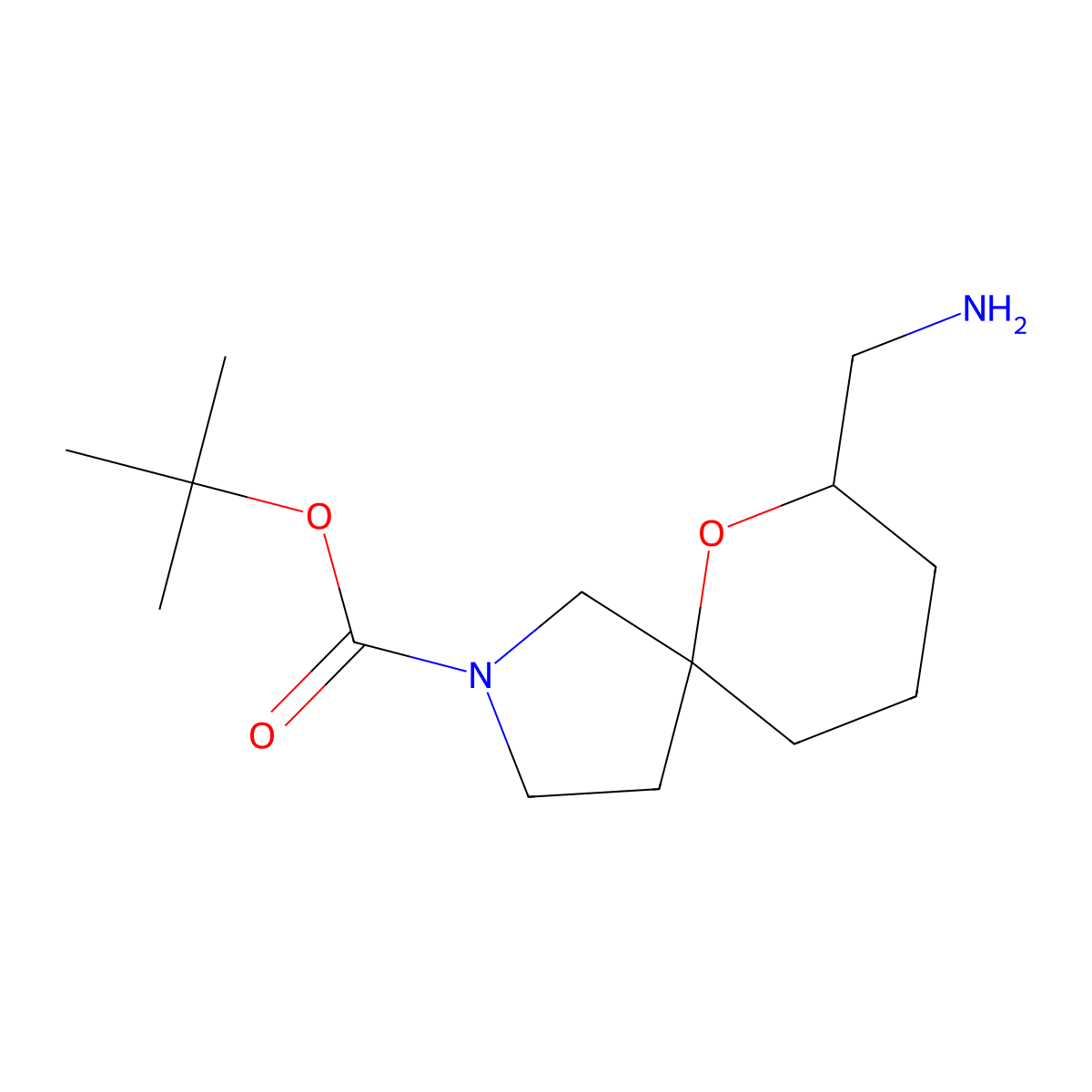 tert-Butyl 7-(aminomethyl)-6-oxa-2-azaspiro[4.5]decane-2-carboxylate molecular structure, CAS 1445951-24-5