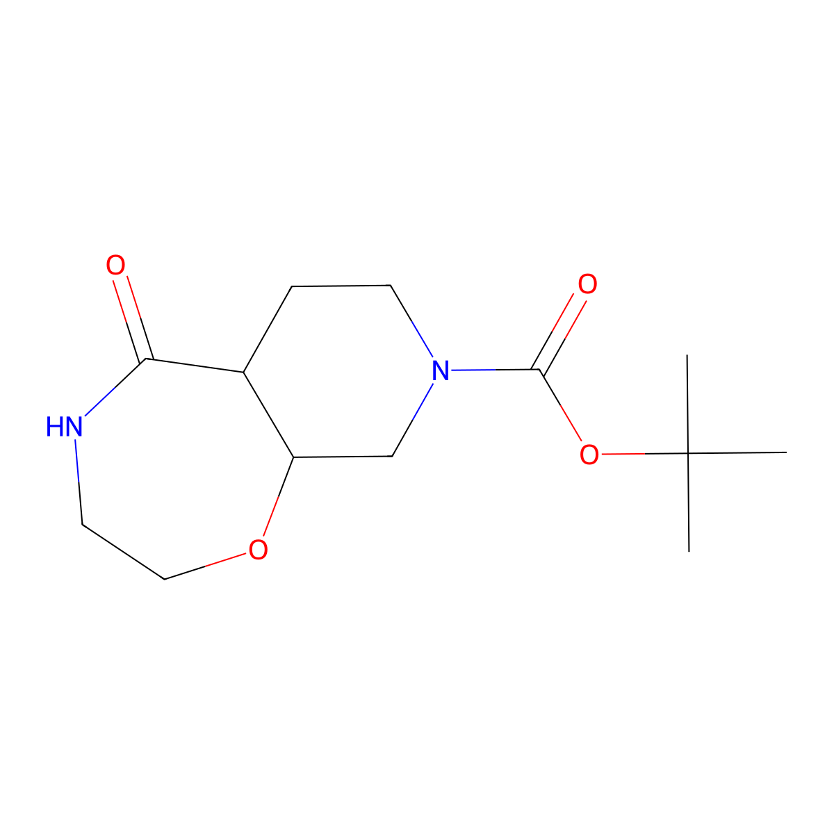 Racemic-(5aR,9aR)-tert-butyl 5-oxooctahydropyrido[4,3-f][1,4]oxazepine-8(2H)-carboxylate molecular structure, CAS 1445951-28-9