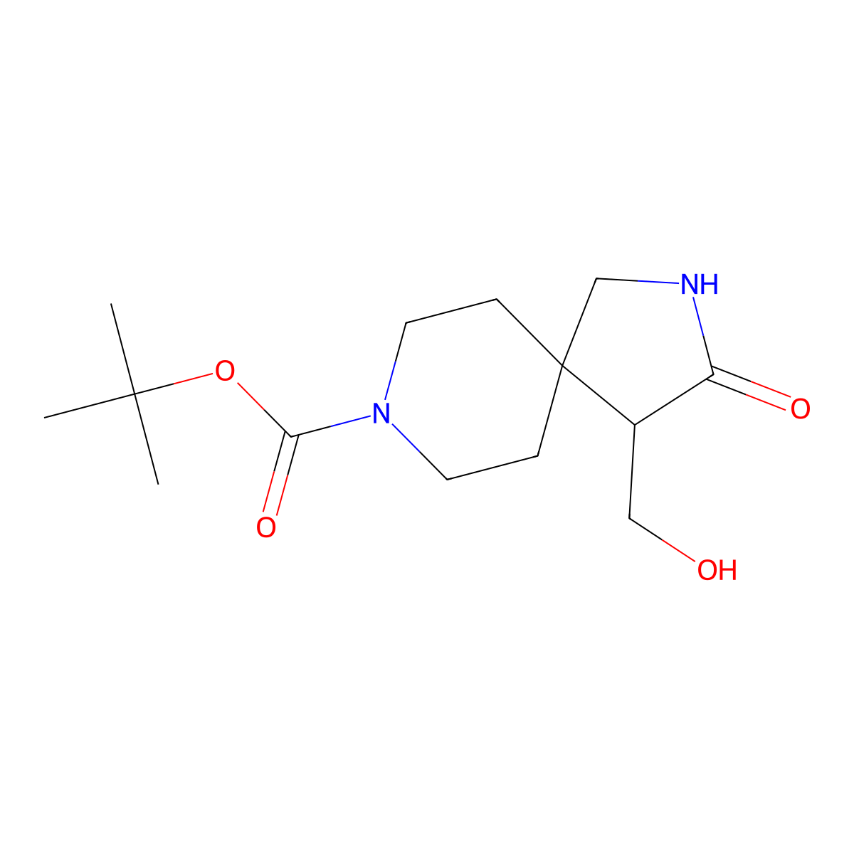 tert-Butyl 4-(hydroxymethyl)-3-oxo-2,8-diazaspiro[4.5]decane-8-carboxylate molecular structure, CAS 1445951-29-0