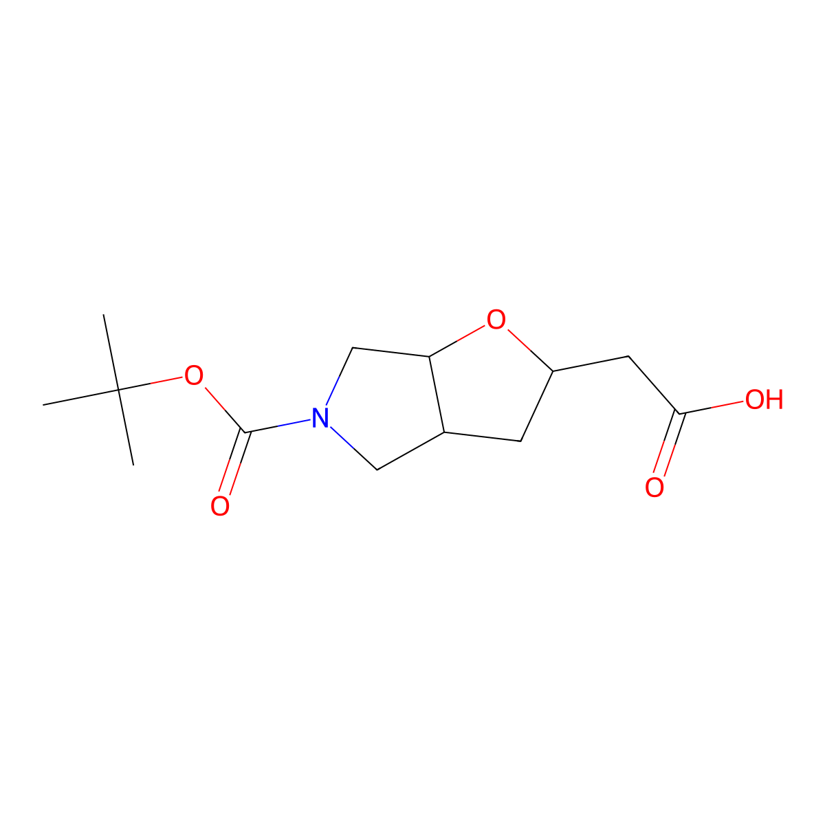 2-((2S,3aS,6aS)-5-(tert-butoxycarbonyl)hexahydro-2H-furo[2,3-c]pyrrol-2-yl)acetic acid molecular structure, CAS 1445951-31-4